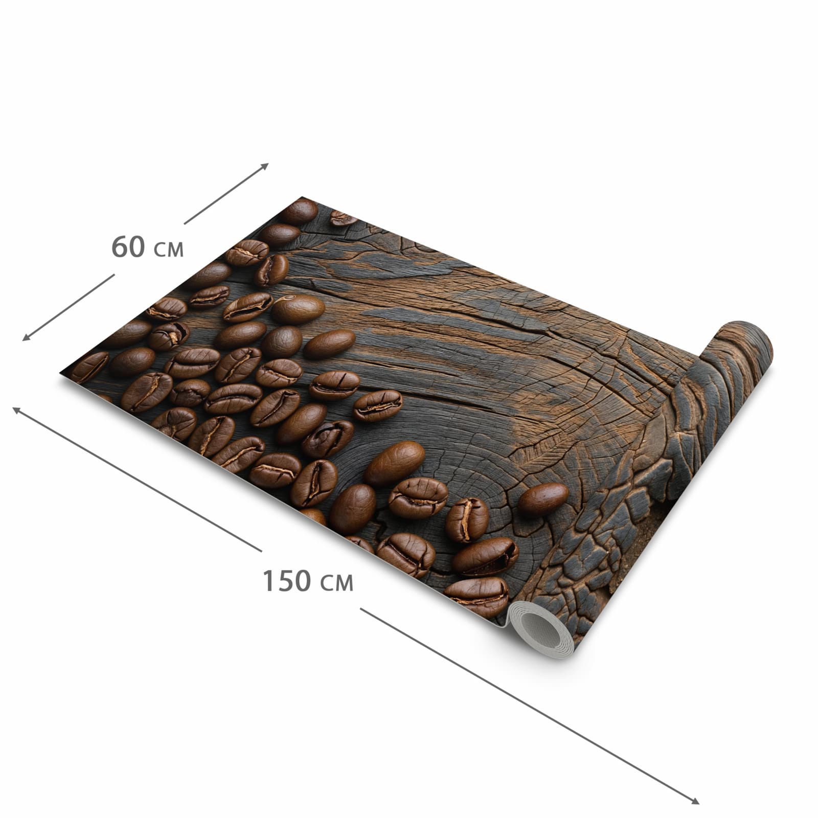 Hygienischer Teppich fürs Esszimmer mit Motiv Kaffeebohnenholz in der Grösse 80x250 cm