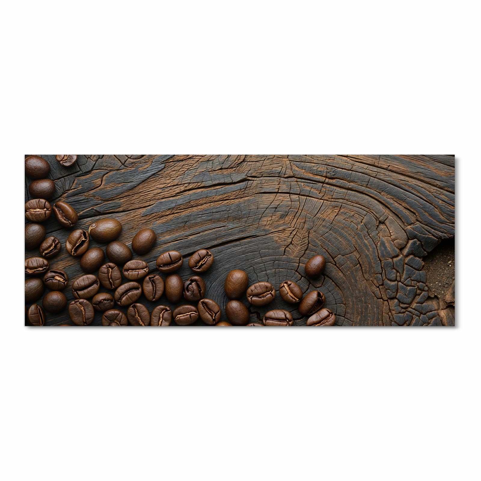 Waschbarer Küchenläufer mit Motiv Kaffeebohnenholz in Frontansicht für einfache Reinigung