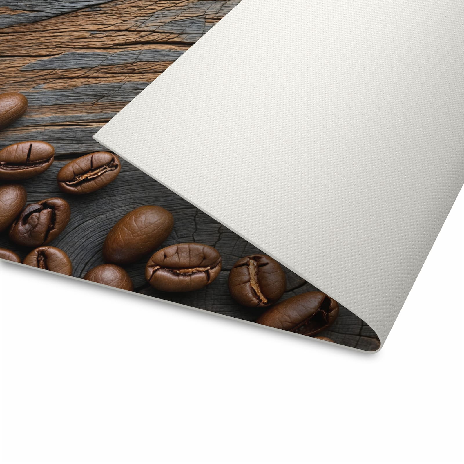 UV-beständiger Küchenläufer mit Motiv Kaffeebohnenholz - waschbar für die Unterseite