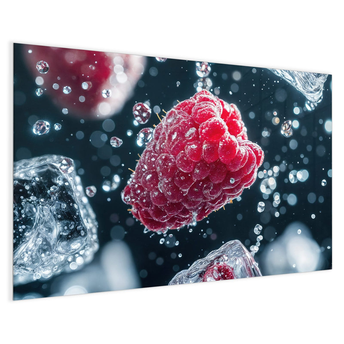 4 mm Glas statt lackiertem Blech – Magnettafel - Himbeeren und Eiswürfel