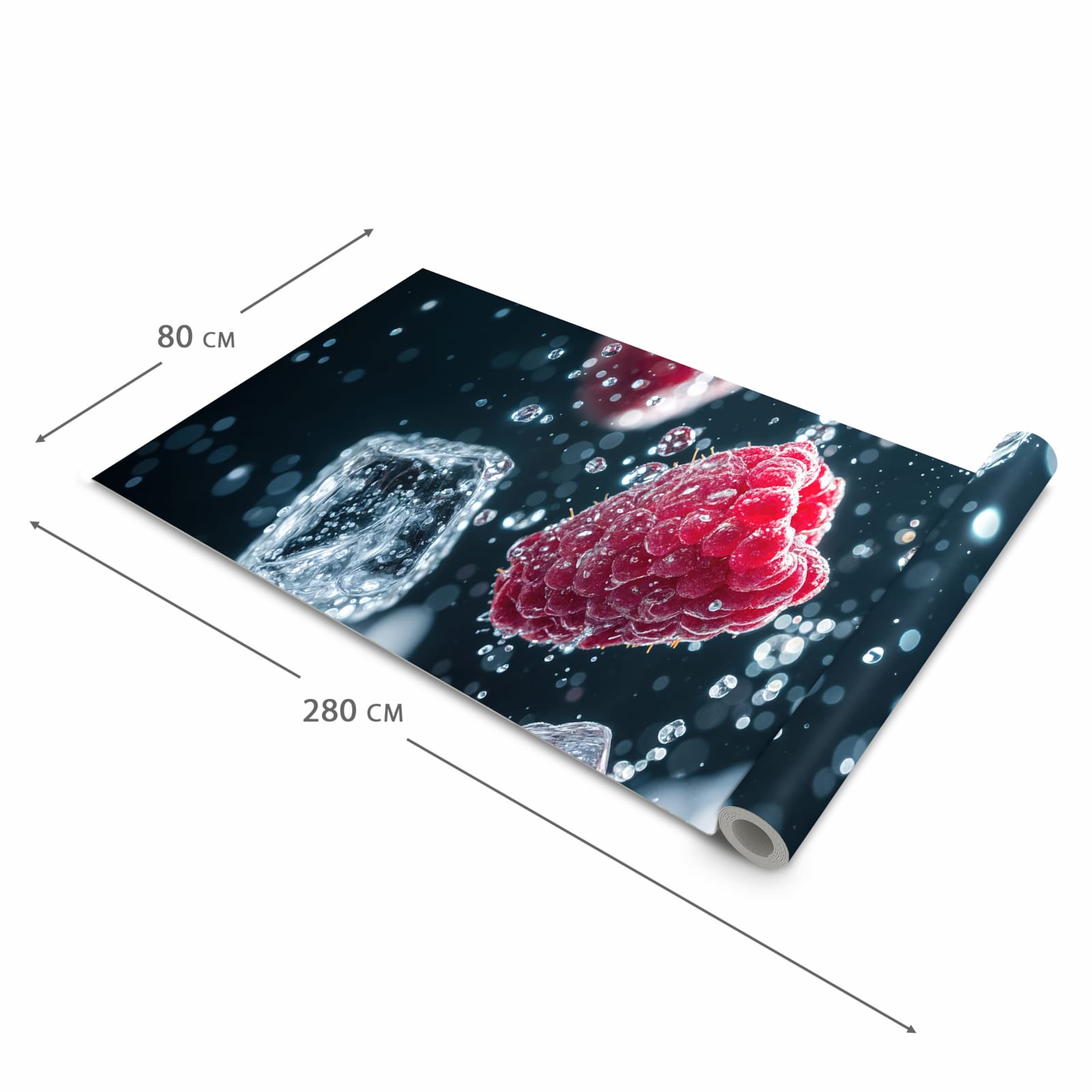 Pflegeleichter Läufer Eingangsbereich mit Motiv Himbeeren im Regen in der Größe 80x250 cm