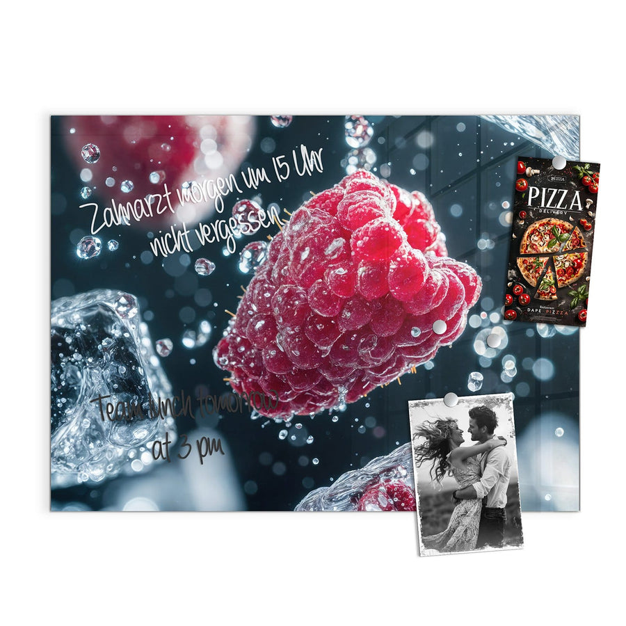 Maße Magnettafel - Himbeeren und Eiswürfel