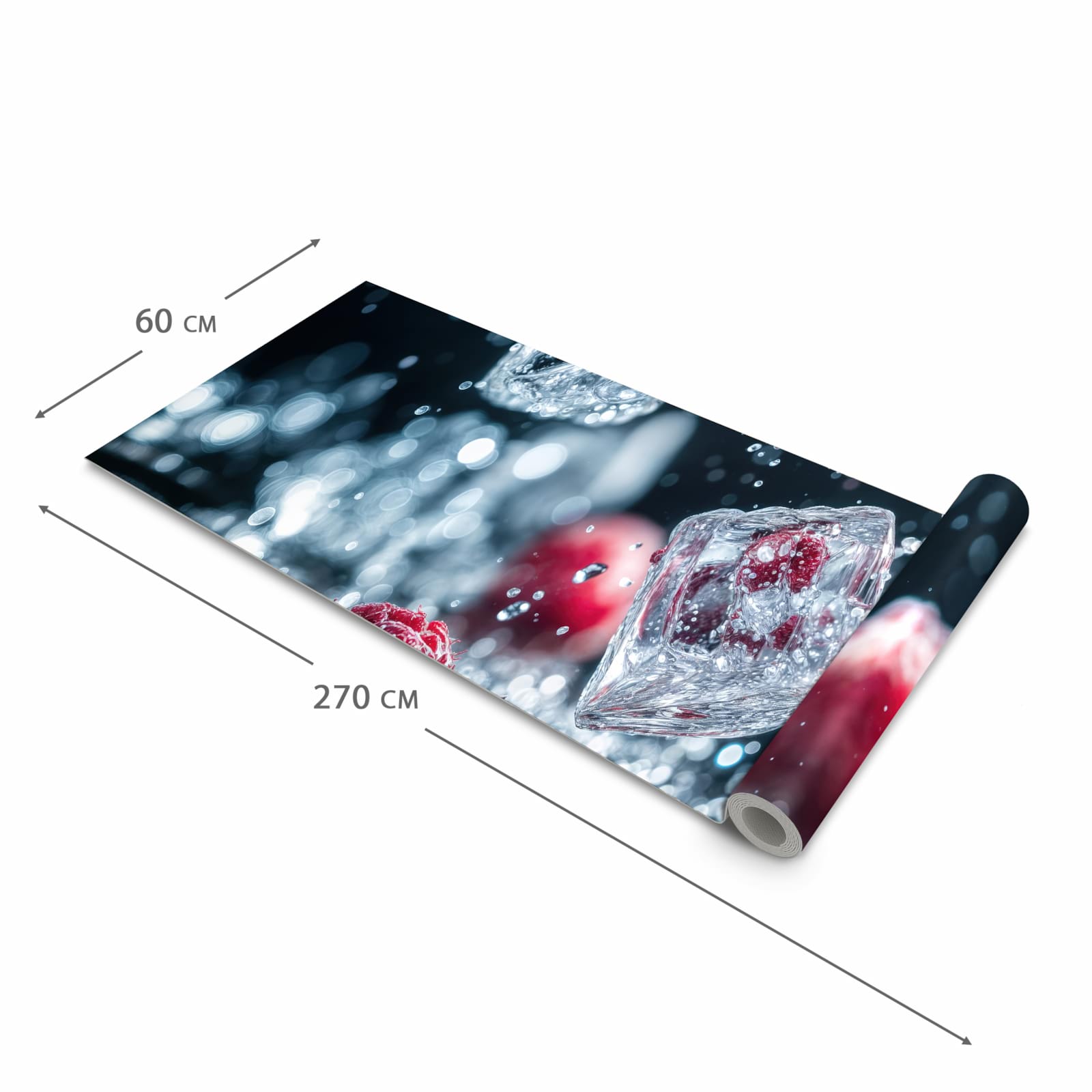 Fleckenresistenter Küchenläufer mit Motiv Himbeeren im Regen in der Grösse 80x250 cm