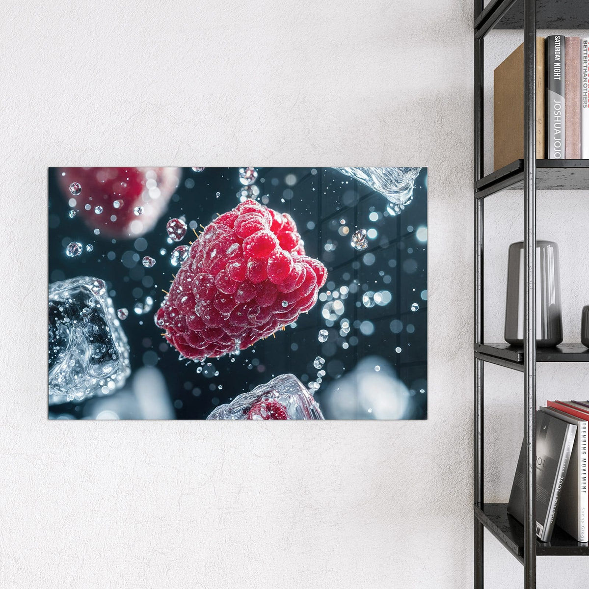 9 Größen – von 30 × 30 bis 120 × 90 cm – Magnettafel - Himbeeren und Eiswürfel