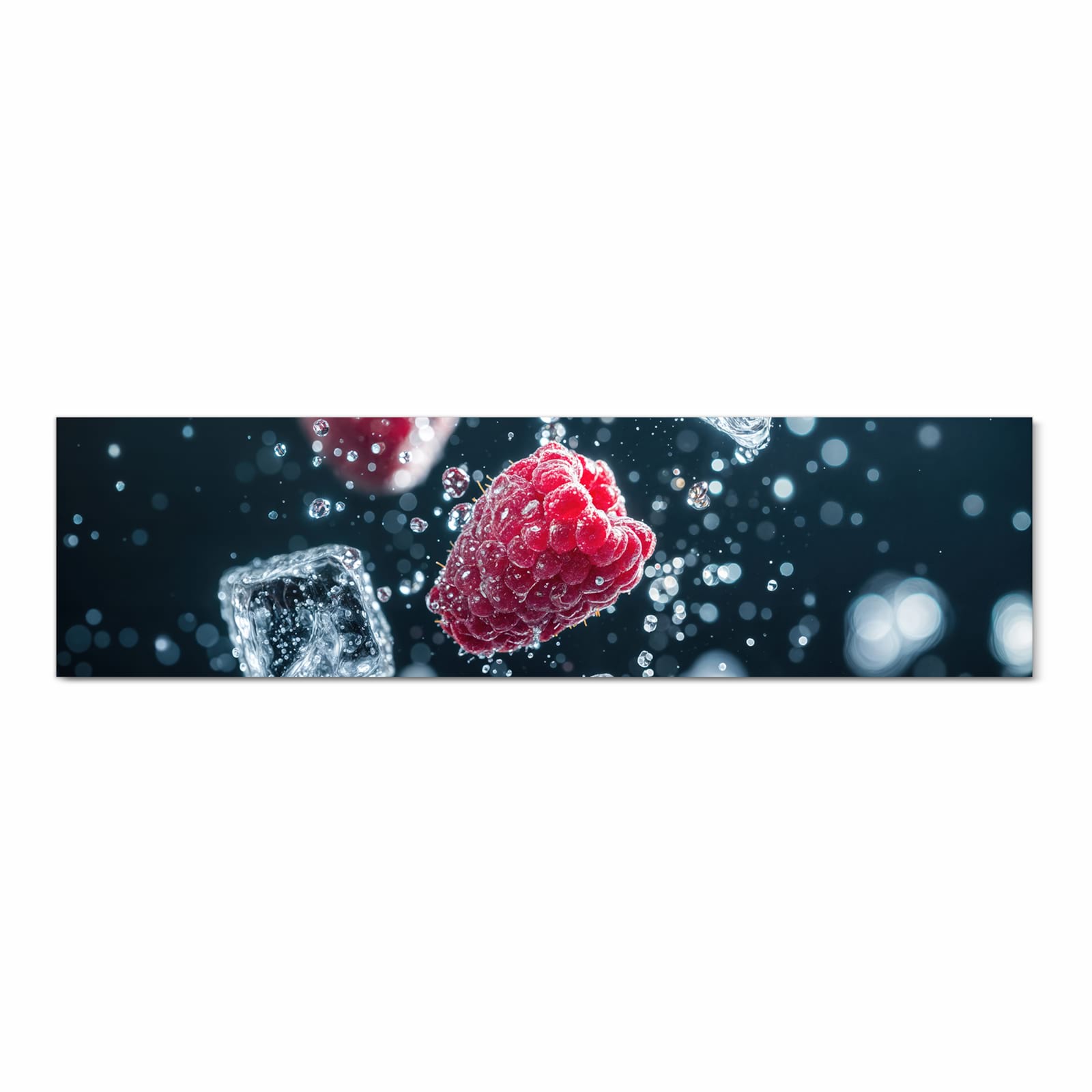 Pflegeleichter Küchenläufer mit Motiv Himbeeren im Regen in Frontansicht