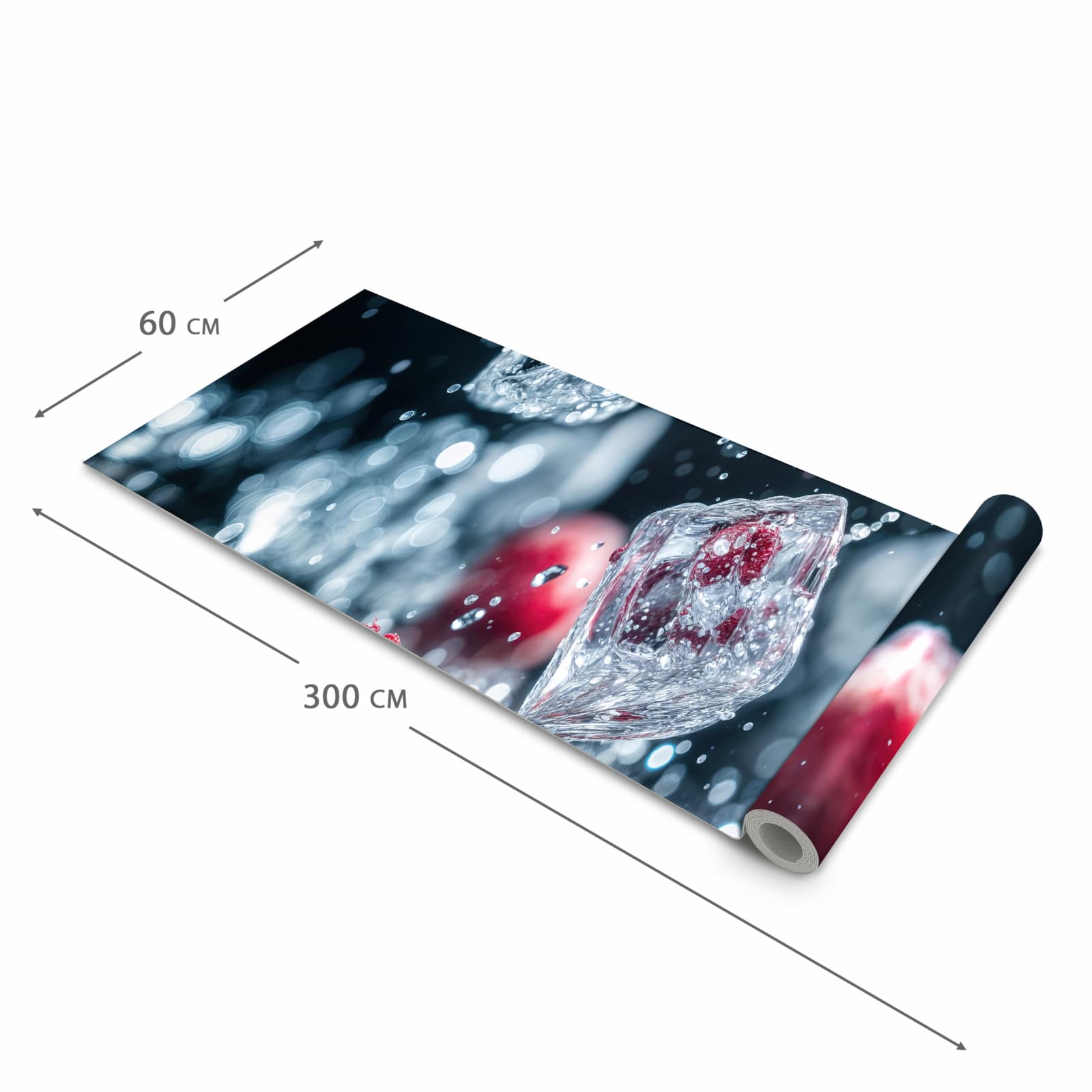 Schmutzabweisender Teppichläufer für die Küche mit Motiv Himbeeren im Regen in der Grösse 80x250 cm