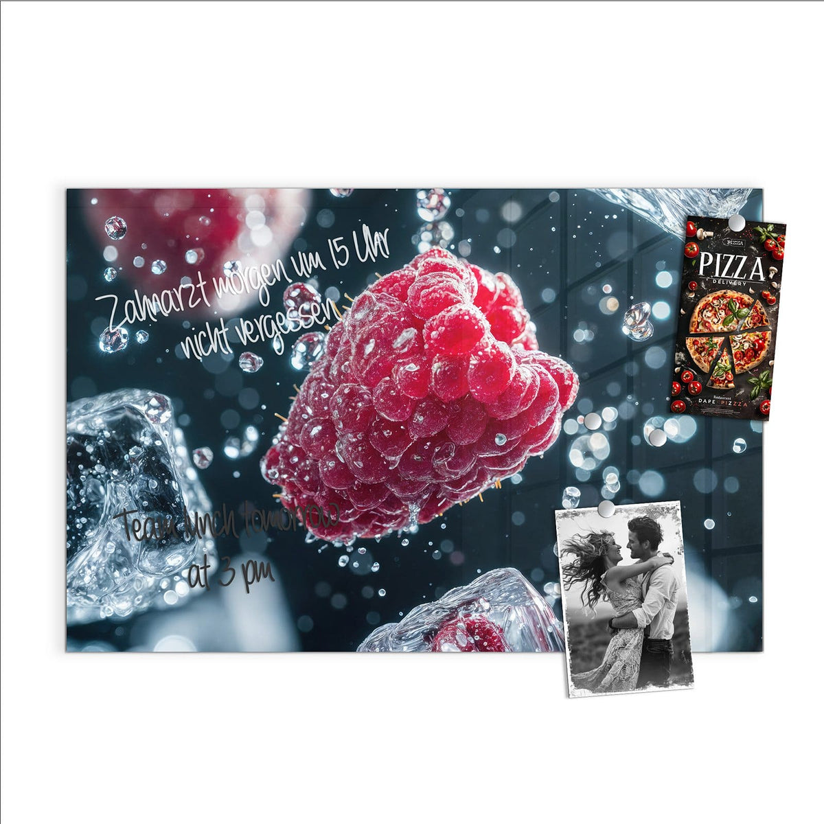 Beschreiben, abwischen, anheften – Magnettafel - Himbeeren und Eiswürfel