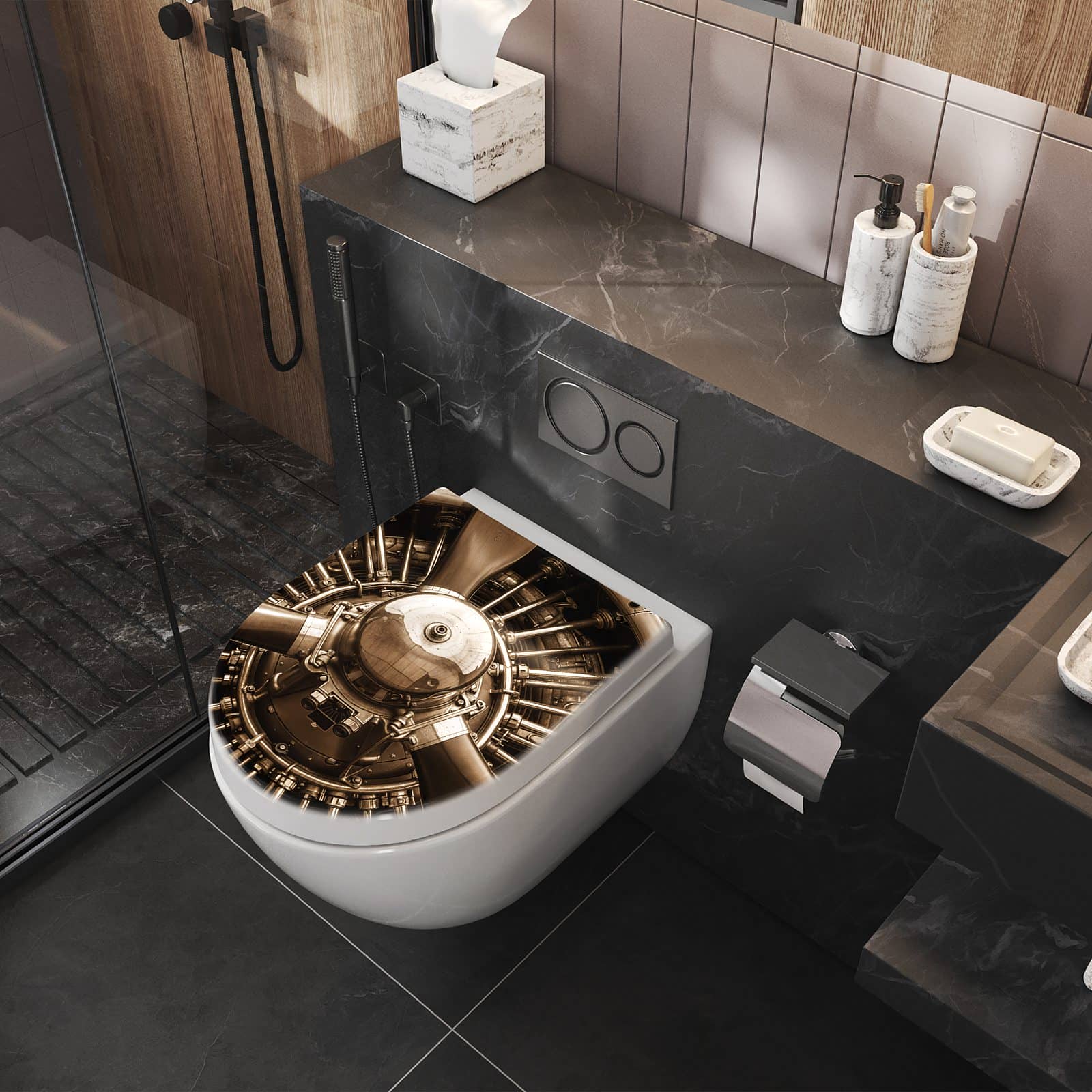 WC-Sitz mit Absenkautomatik Sanfte Flugzeugmotor