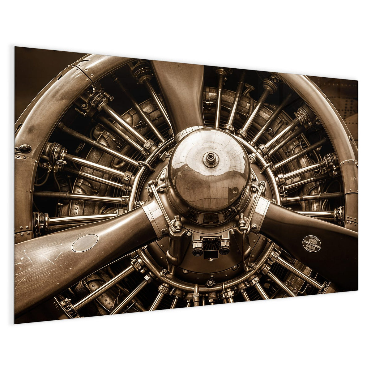 4 mm Glas statt lackiertem Blech – Magnettafel - Sternmotor in Sepia