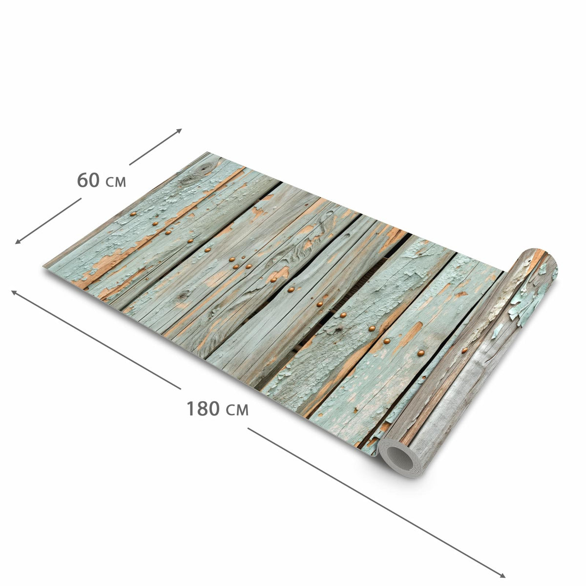 Langlebiger Küchenläufer mit Motiv Verwitterte Holzbretter in der Grösse 80x200 cm