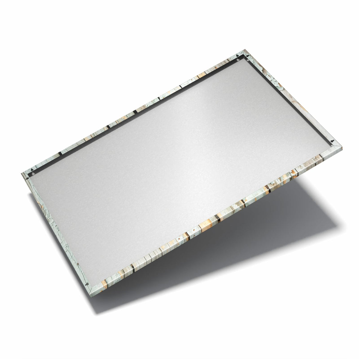 Nur 7 mm – liegt eng an der Wand – Metall Magnettafel - Mintgrüne Holzlatten