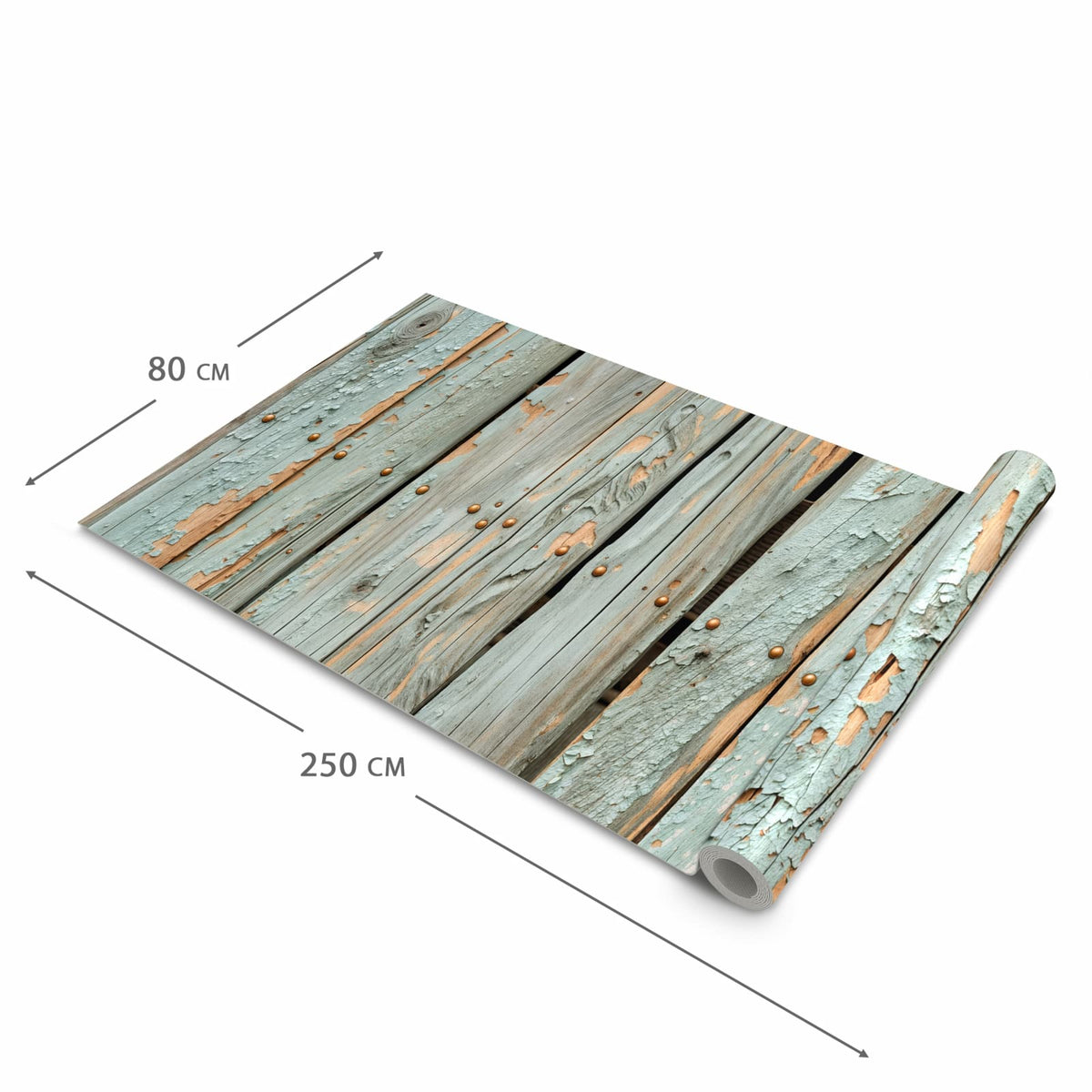 Farbbeständiger Küchenteppich mit Motiv Verwitterte Holzbretter in der Grösse 80x250 cm