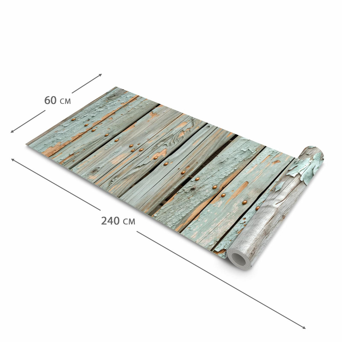 Rutschfester Küchenteppich mit Motiv Verwitterte Holzbretter in der Größe 80x200 cm