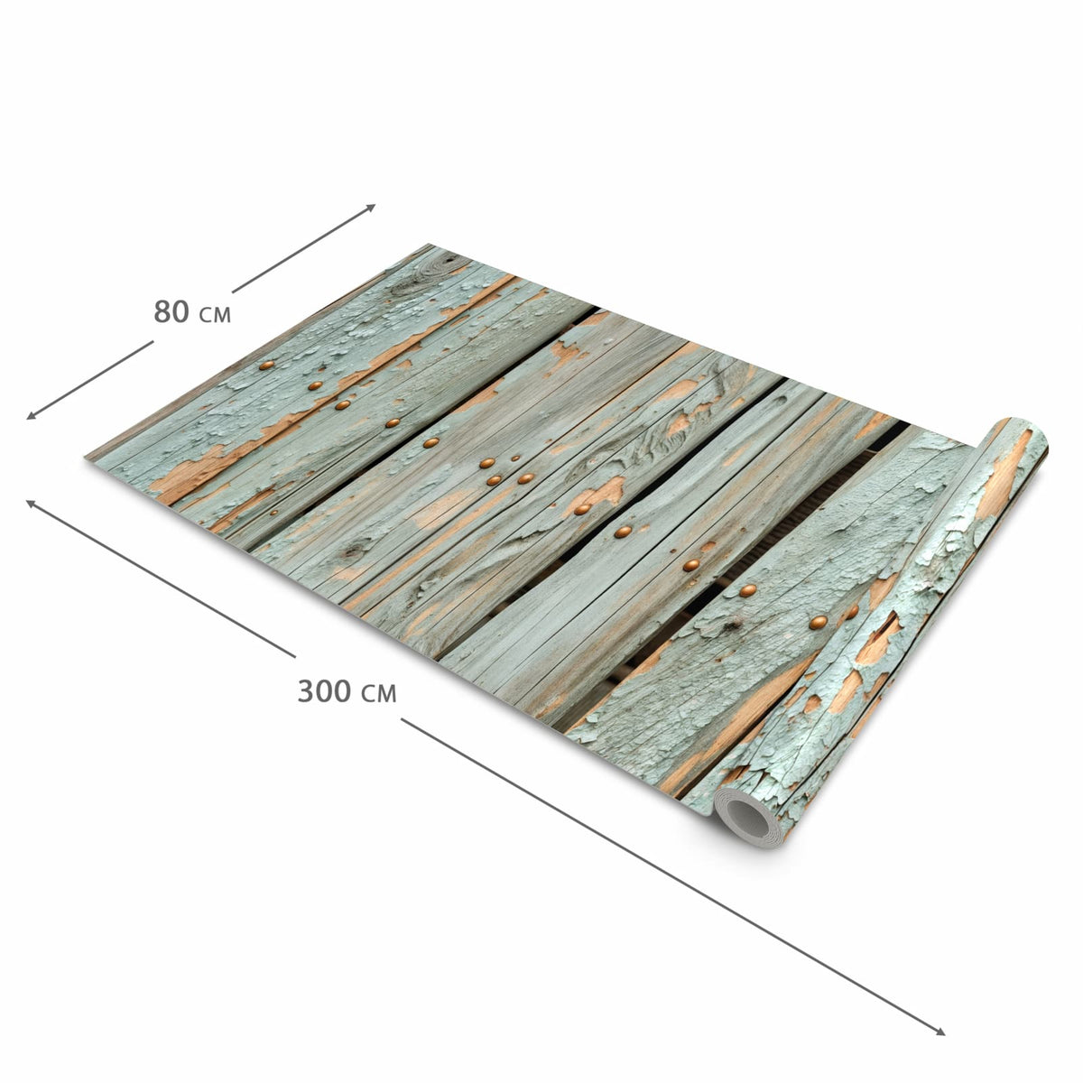 Küchenteppich mit Motiv Verwitterte Holzbretter in der Grösse 80x250 cm für sicheres Aufbewahren