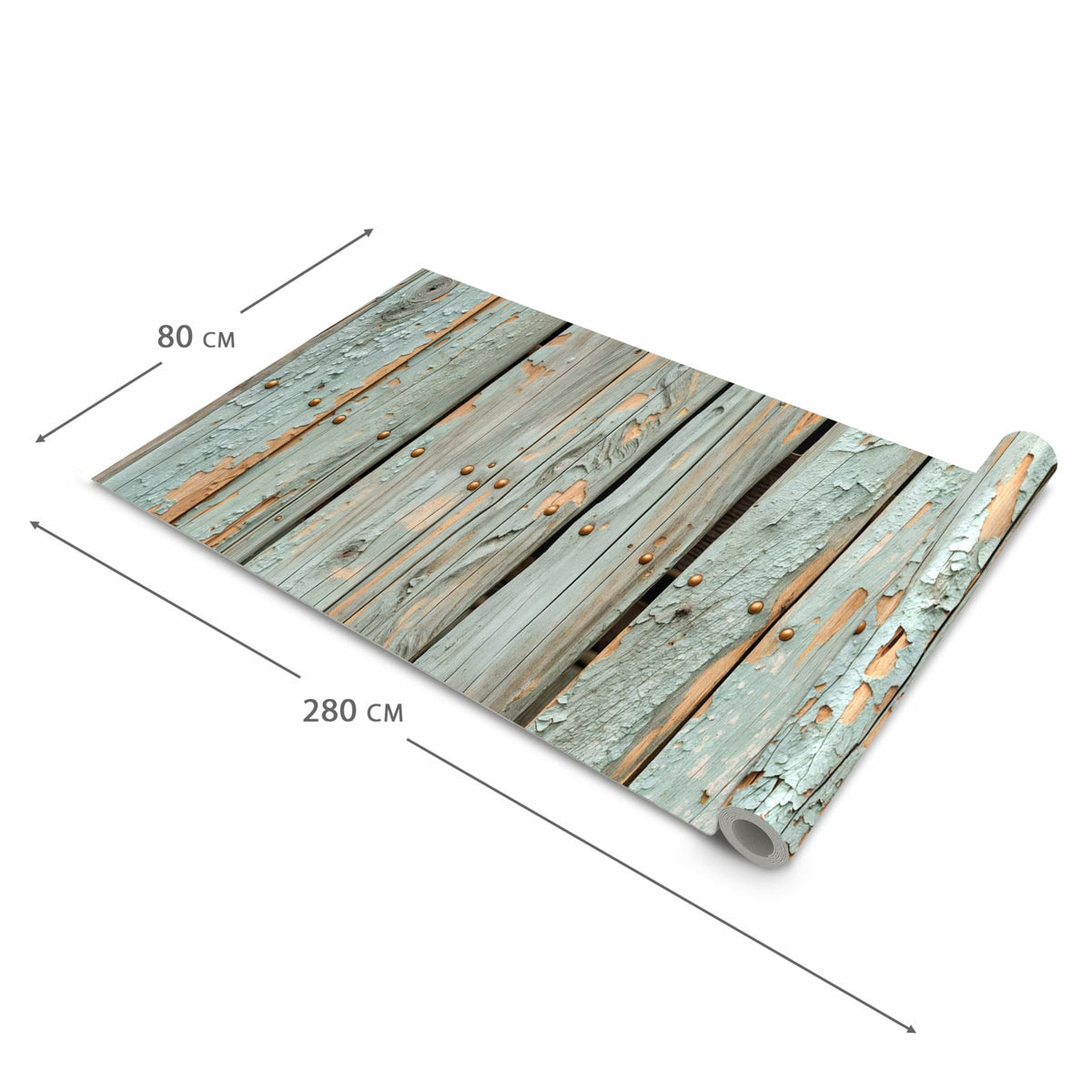 Formstabiler Küchenteppich mit Motiv Verwitterte Holzbretter in der Grösse 80x250 cm