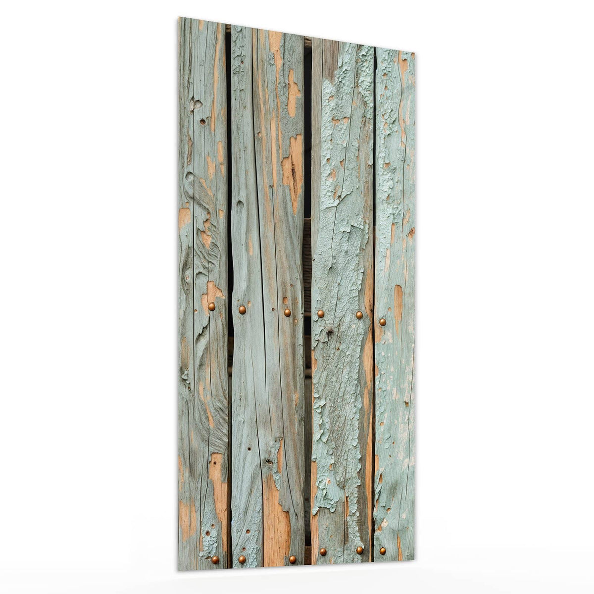 Glasbild Mintgrüne Holzlatten von der Seite, 4 mm Echtglas