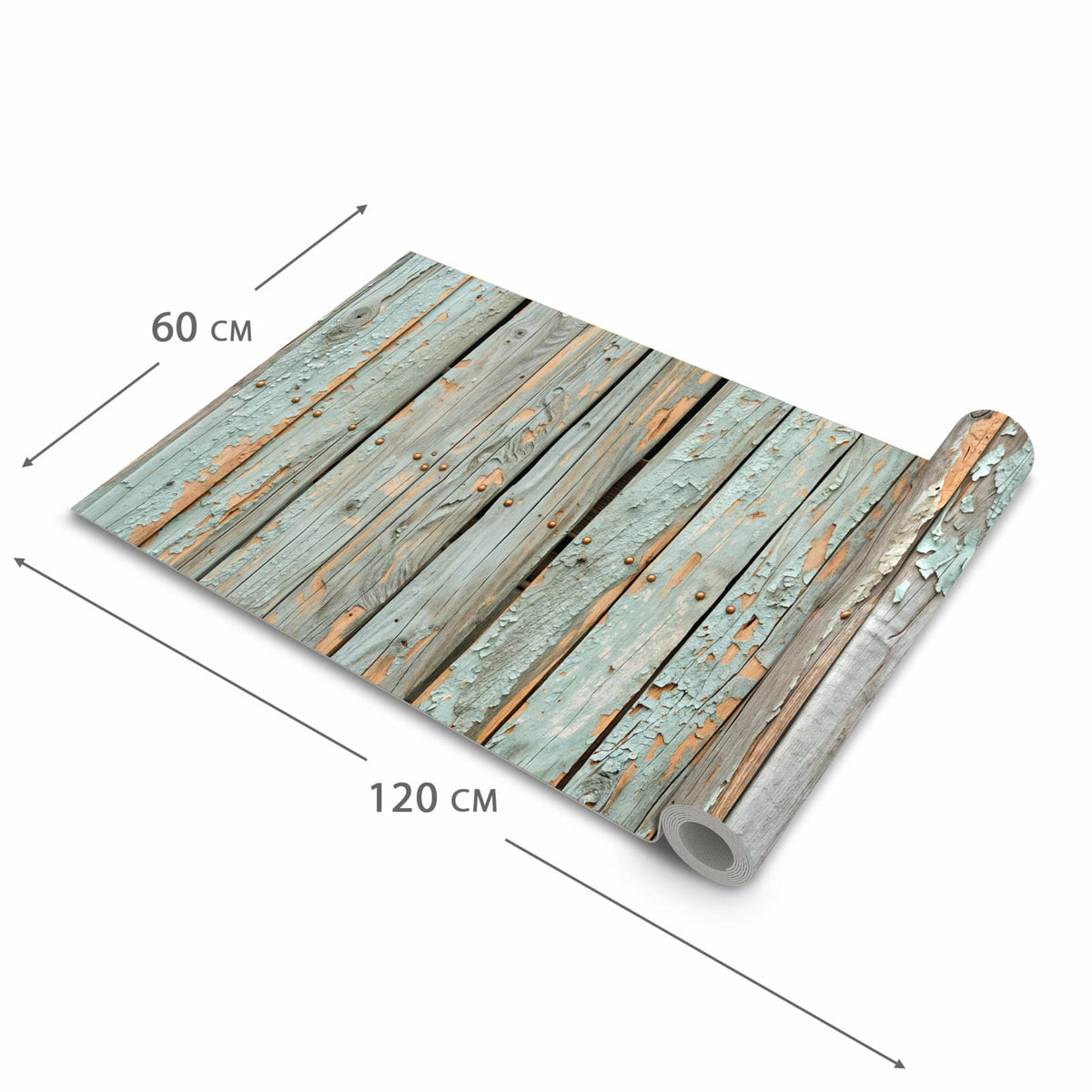 Strapazierfähiger abwaschbarer Küchenläufer mit Motiv Verwitterte Holzbretter in der Größe 80x200 cm