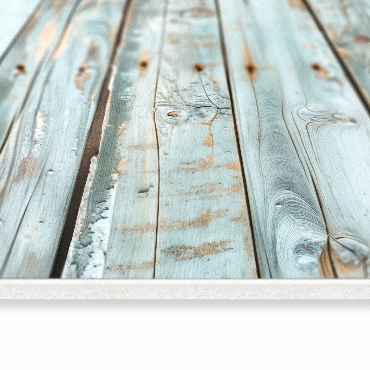 Komfortabler Küchenteppich mit Motiv Holz von Verwittertes in seitlicher Ansicht