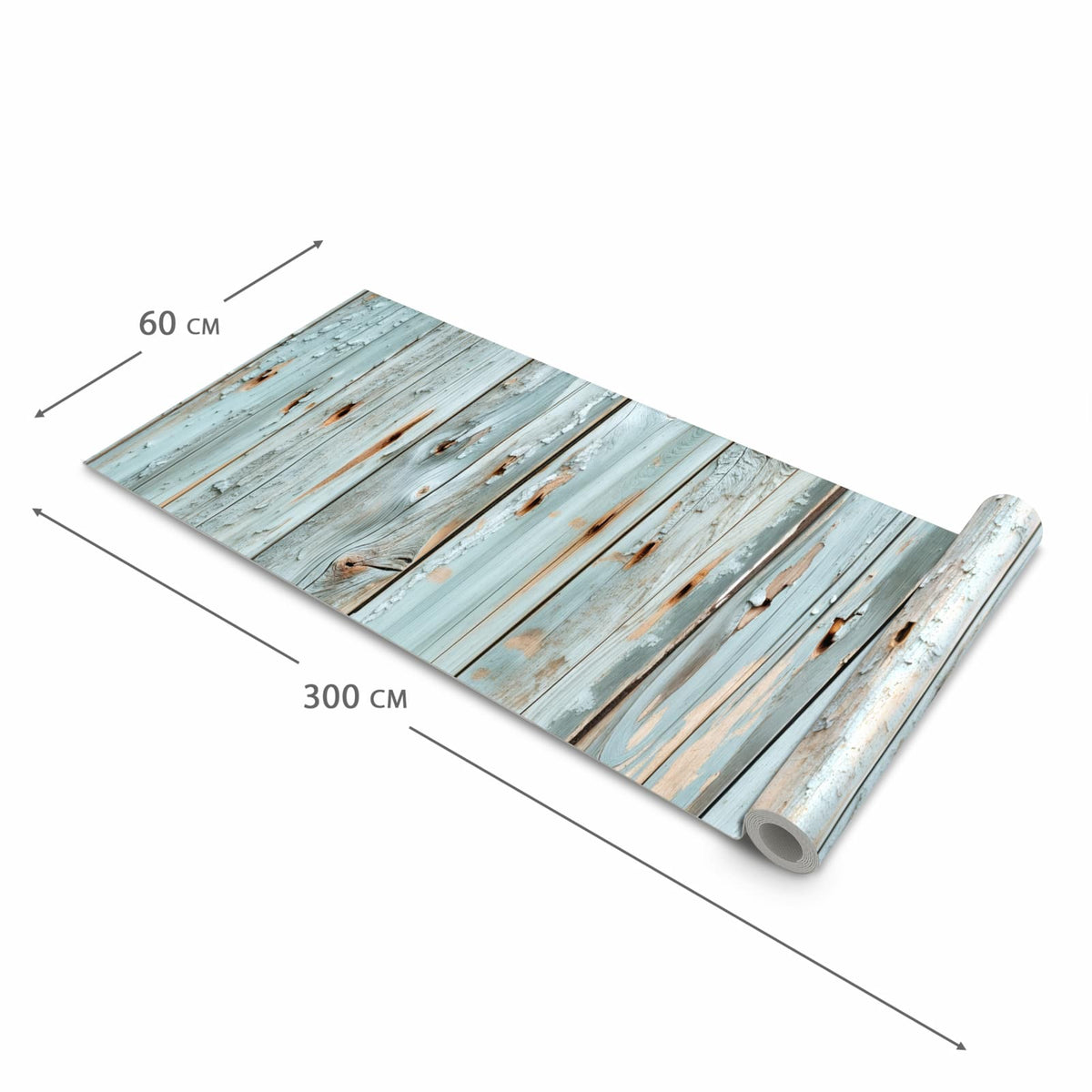 Langlebiger rutschfester Küchenläufer mit Motiv Holz von Verwittertes in der Grösse 80x200 cm