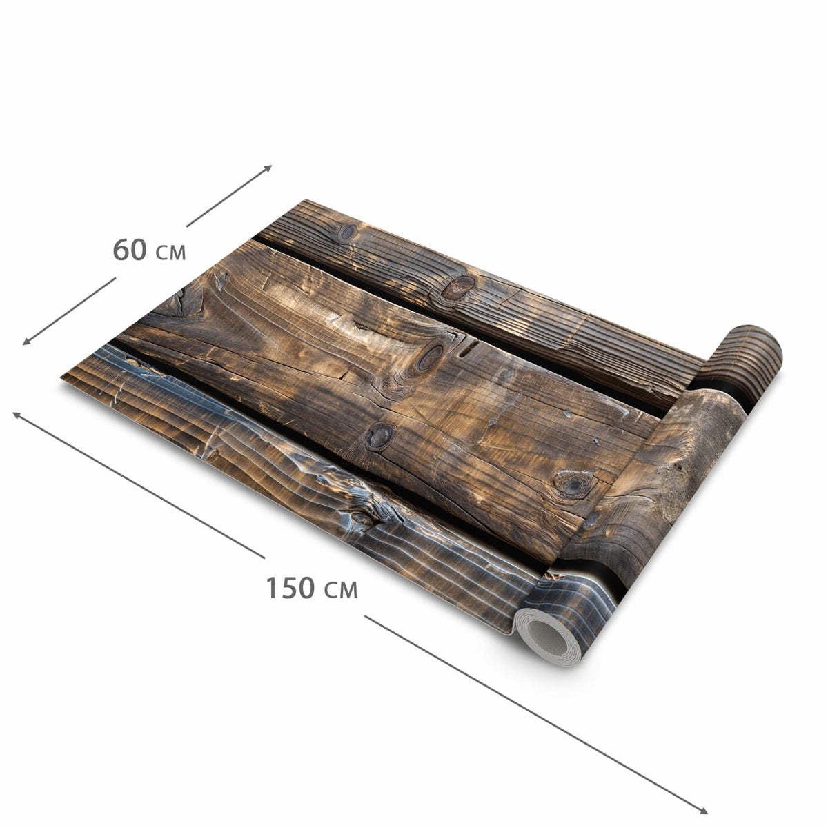 Rutschfester Küchenteppich mit Motiv Alte Holzbohlen in der Grösse 60x90 cm