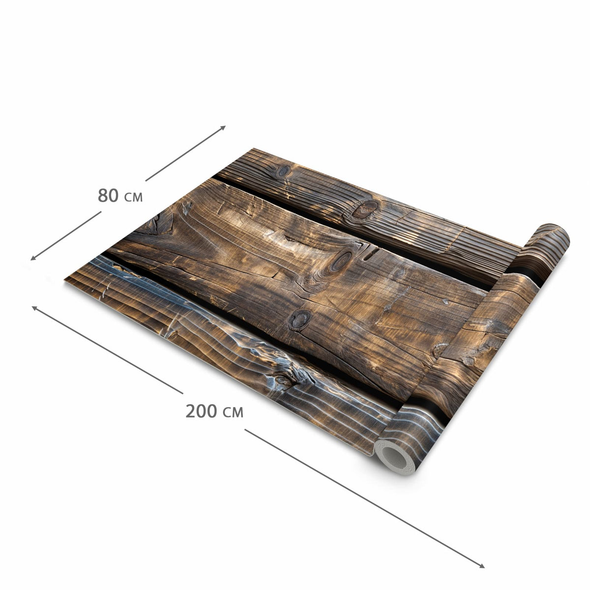 Formstabiler rutschfester Küchenteppich mit Motiv Alte Holzbohlen in der Grösse 80x200 cm