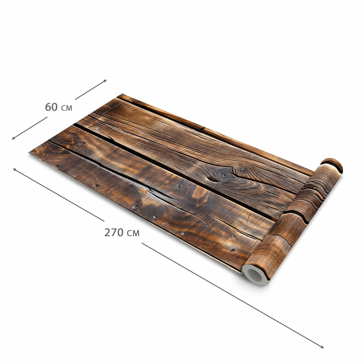 Flacher waschbarer Läufer Küche mit Motiv Holzmaserung in der Größe 60x90 cm