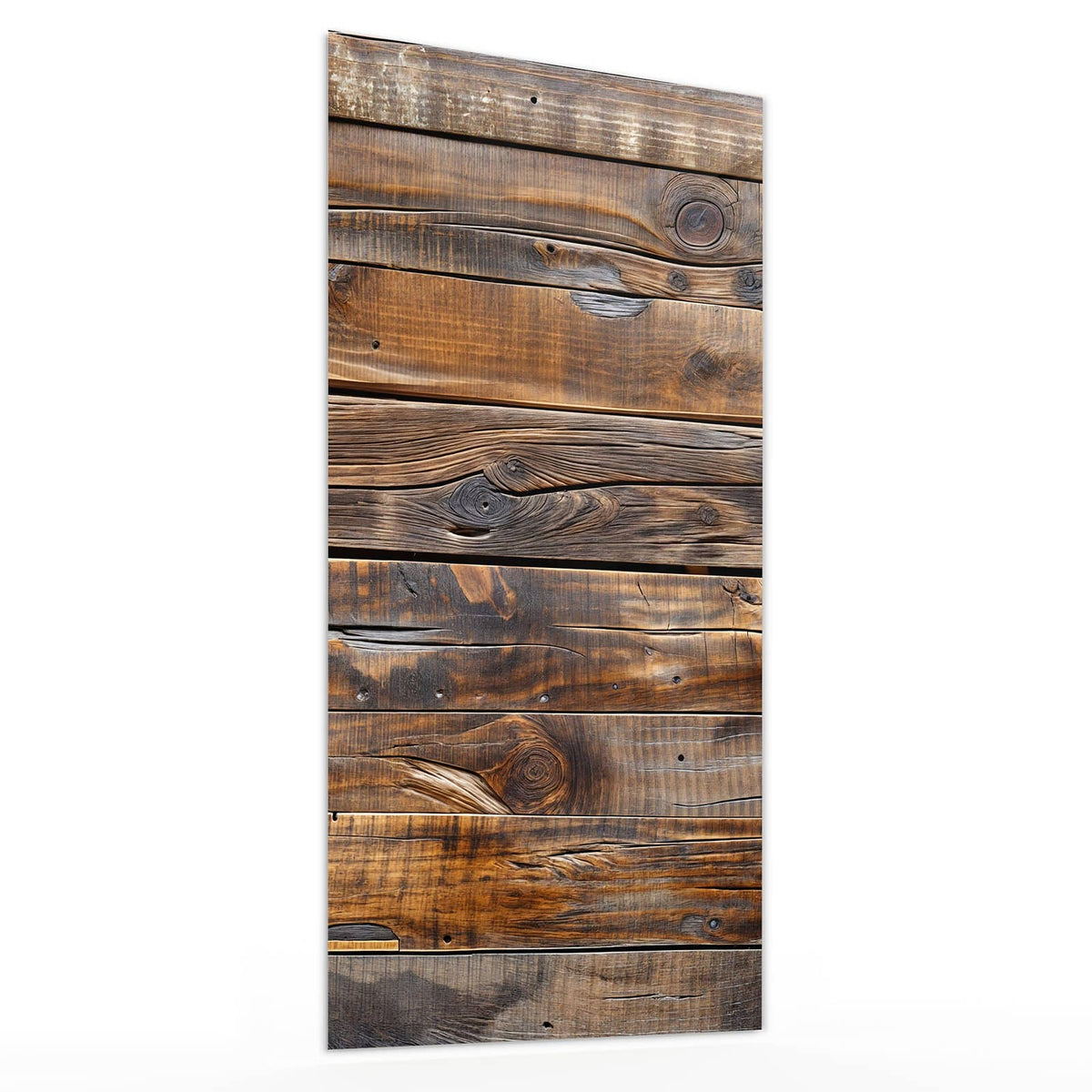 Glasbild Nussbraune Holzwand von der Seite, 4 mm Echtglas