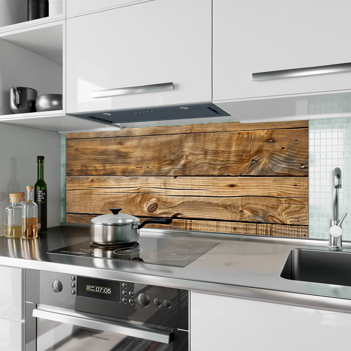 Küchenrückwand Goldbraune Maserung aus Glas – Goldbraune Maserung mit feinen Rissen