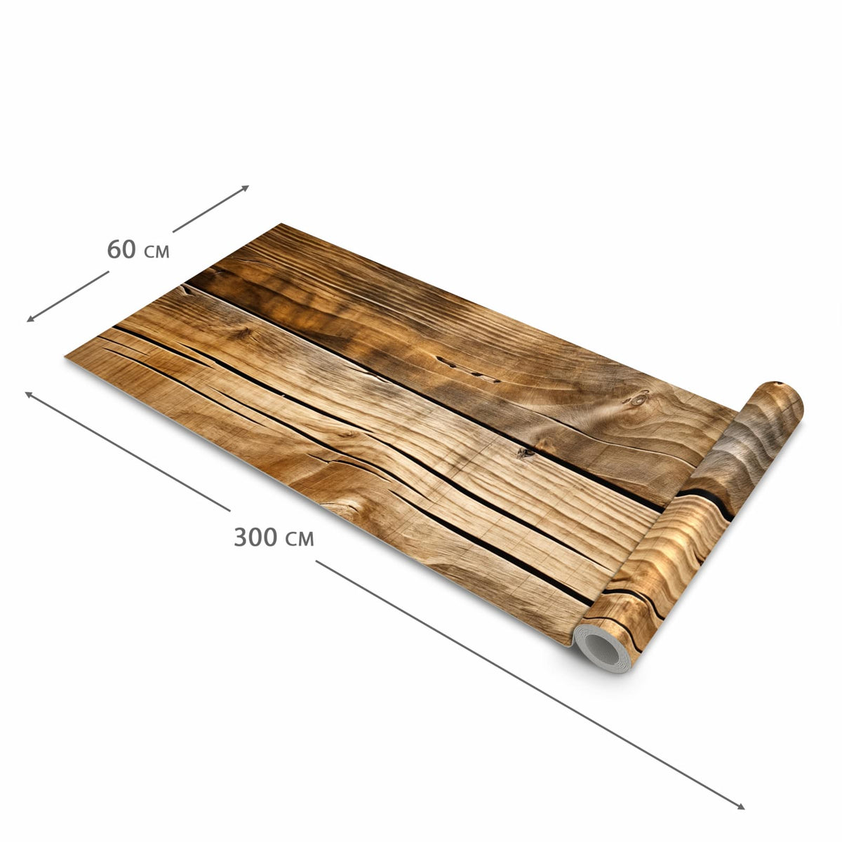 Rutschfester waschbarer Küchenläufer mit Motiv Holzdielenmaserung in der Größe 60x300 cm
