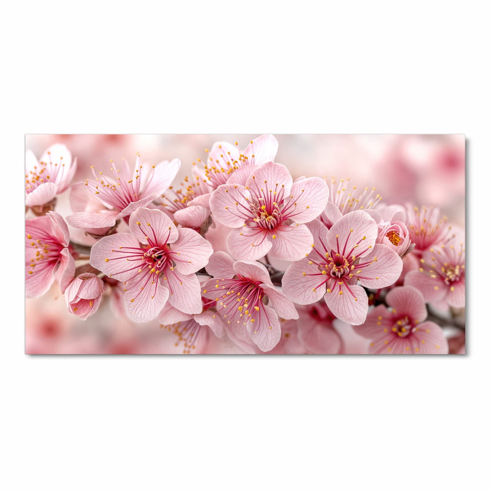 Formstabiler waschbarer Teppich fürs Esszimmer mit Motiv Kirschblütenzweig in Frontansicht