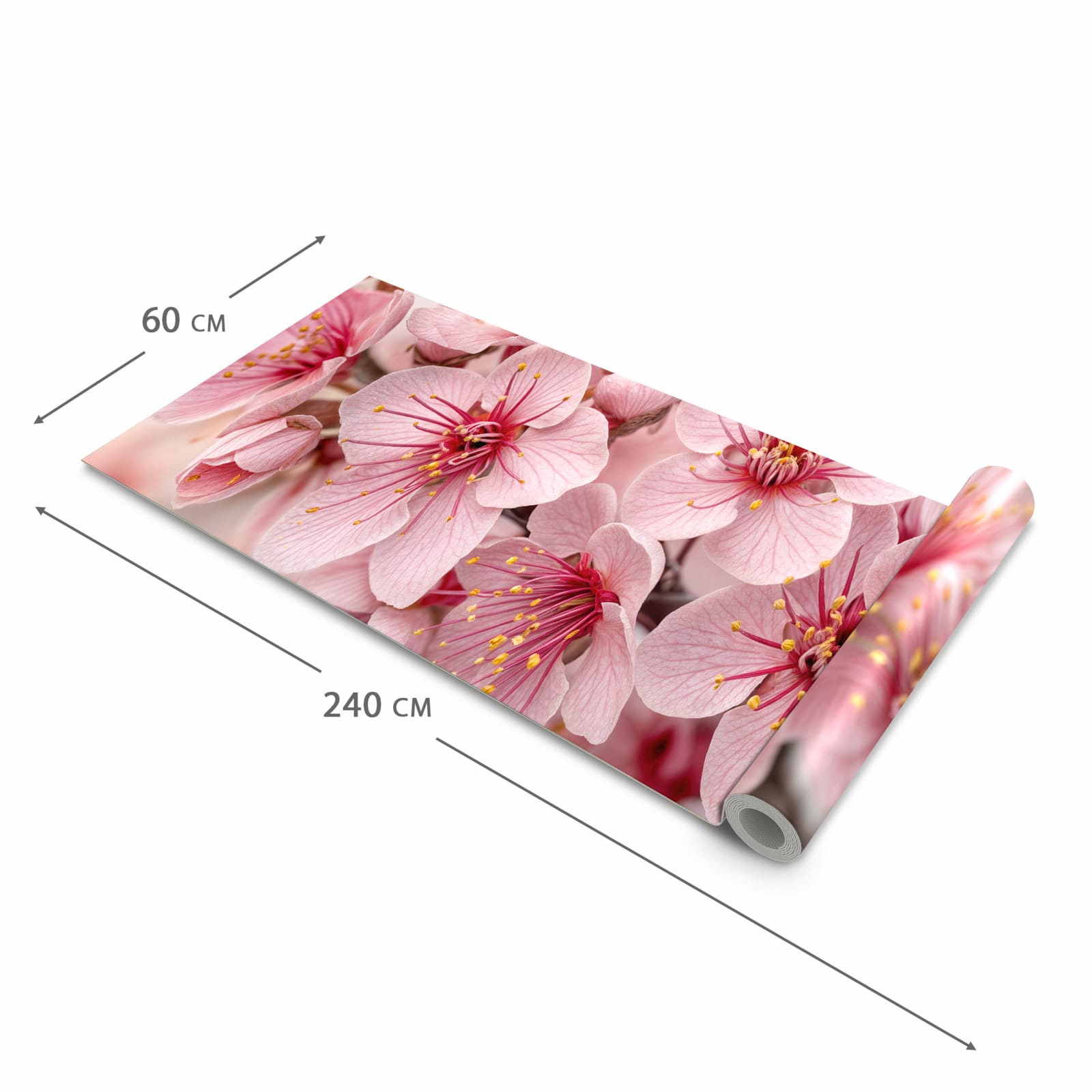 Rutschhemmender waschbarer Küchenläufer mit Motiv Kirschblütenzweig in der Größe 60x270 cm