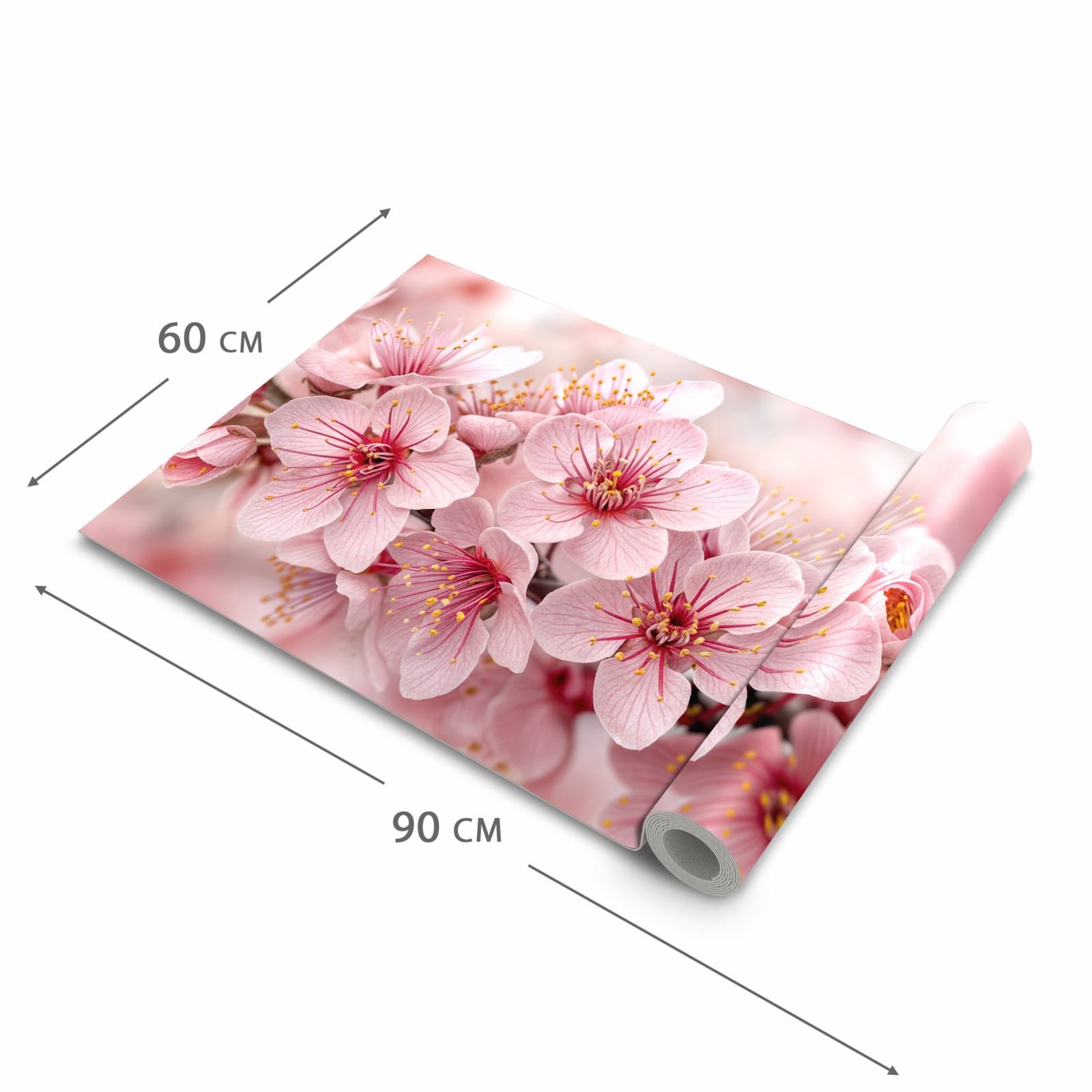 Hygienischer rutschfester Läufer mit Motiv Kirschblütenzweig in der Grösse 60x270 cm