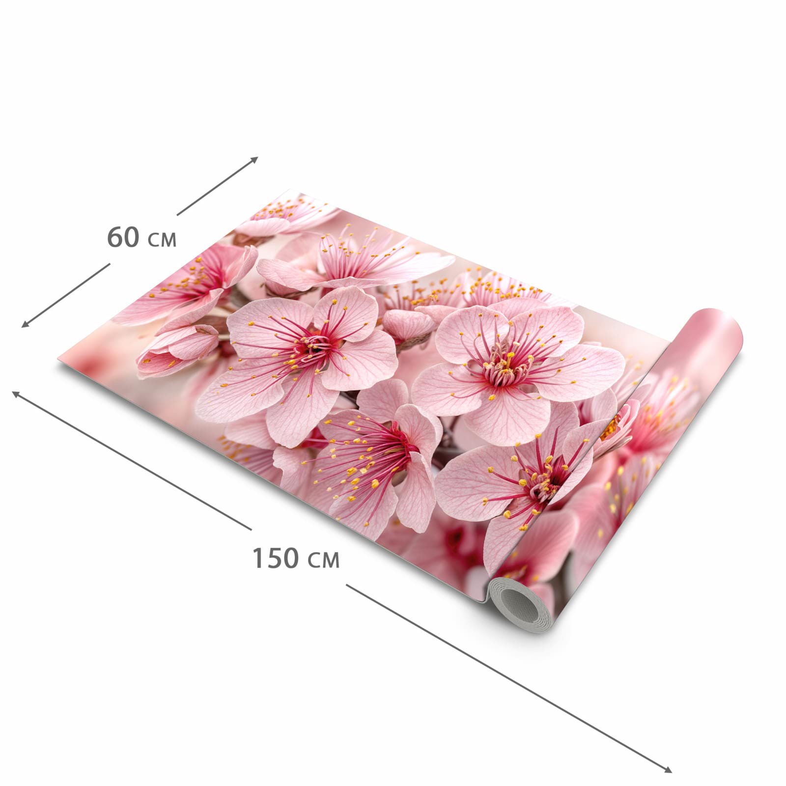 Pflegeleichter Teppichläufer für die Küche mit Motiv Kirschblütenzweig in der Grösse 60x270 cm