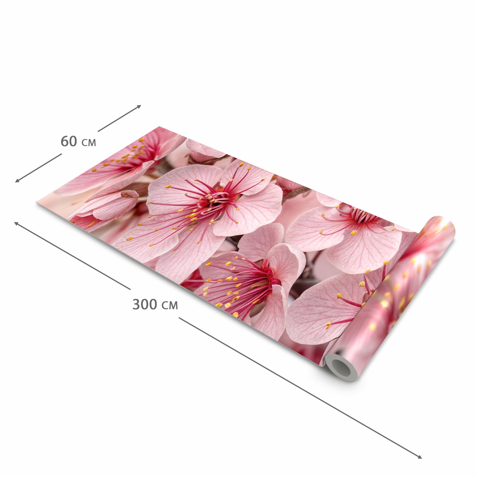 Küchenläufer für Eingangsbereich mit Motiv Kirschblütenzweig in der Größe 60x270 cm - angenehme Haptik