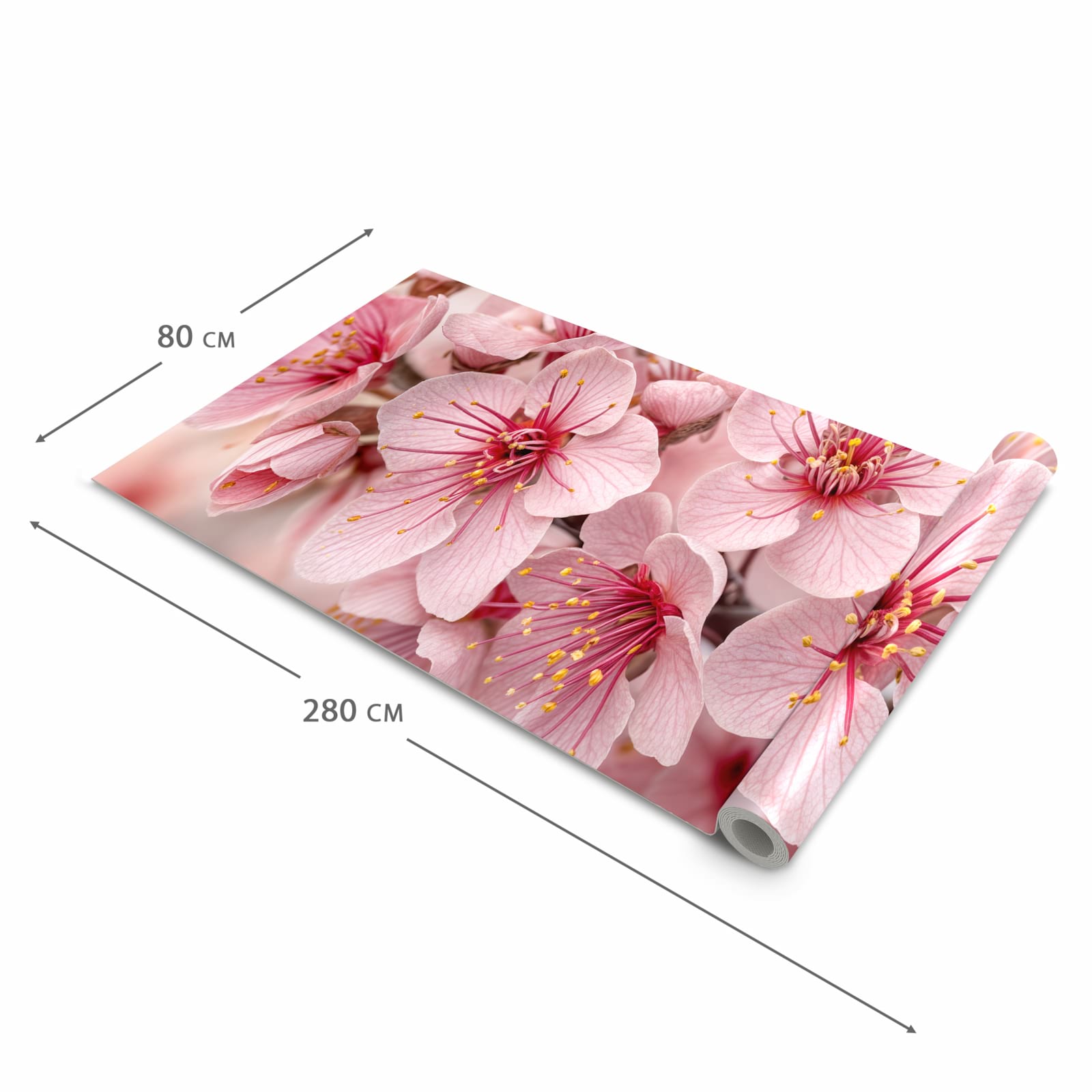 Langlebiger waschbarer Teppich mit Motiv Kirschblütenzweig in der Grösse 60x300 cm