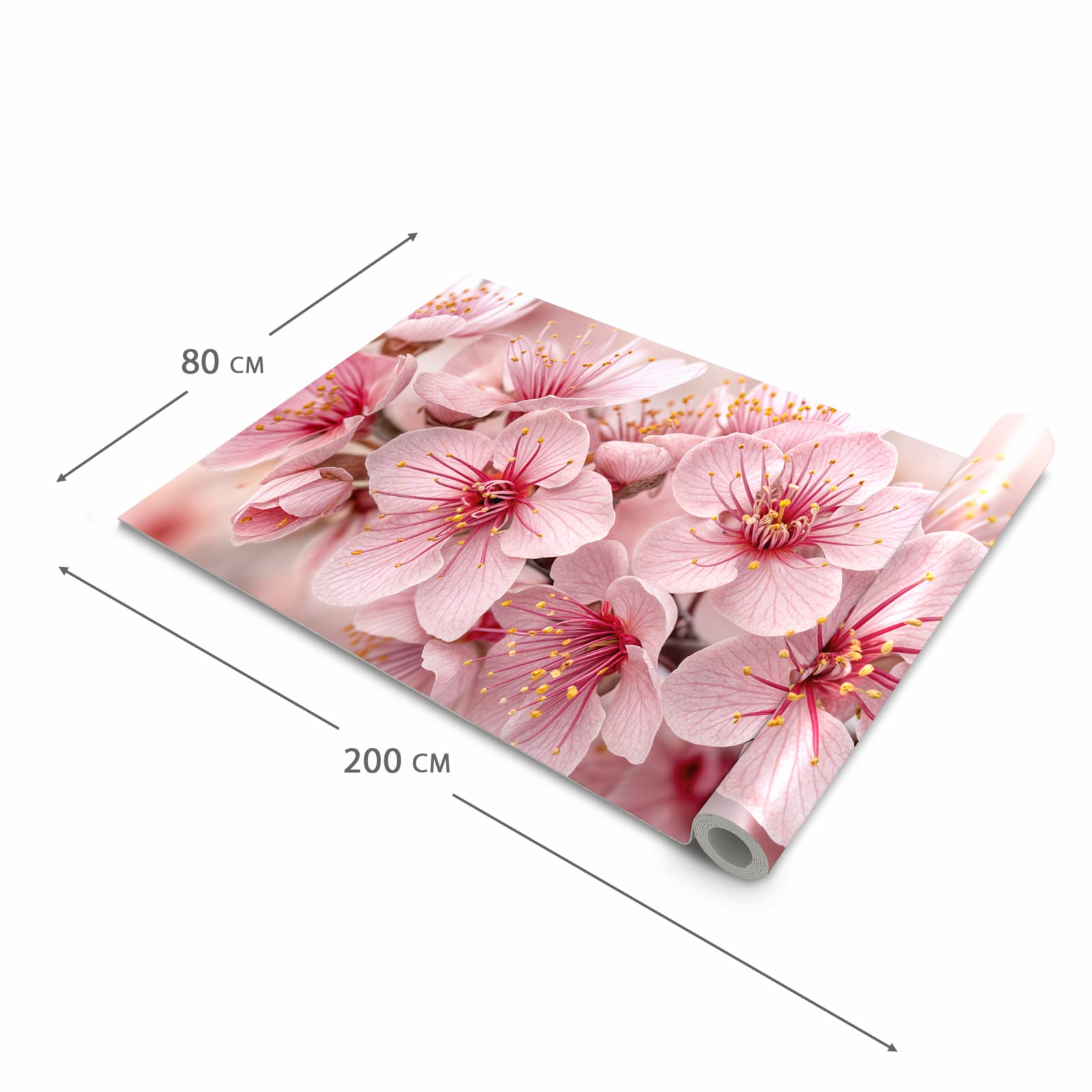 Strapazierfähiger dünner Teppich mit Motiv Kirschblütenzweig in der Grösse 60x300 cm