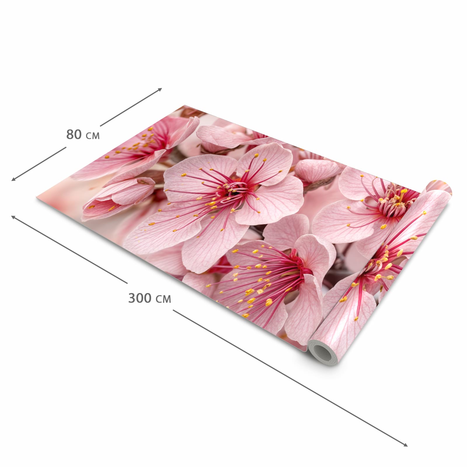 Rutschfester waschbarer Teppich fürs Esszimmer mit Motiv Kirschblütenzweig in der Größe 60x300 cm