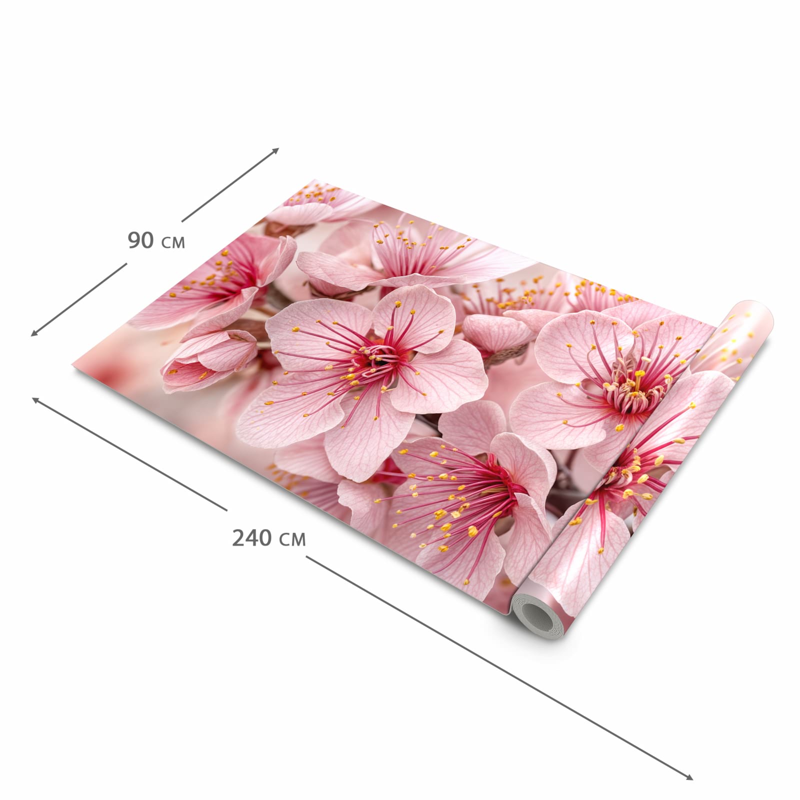 Rutschfester Küchenteppich mit Motiv Kirschblütenzweig in der Größe 60x300 cm schützt den Boden