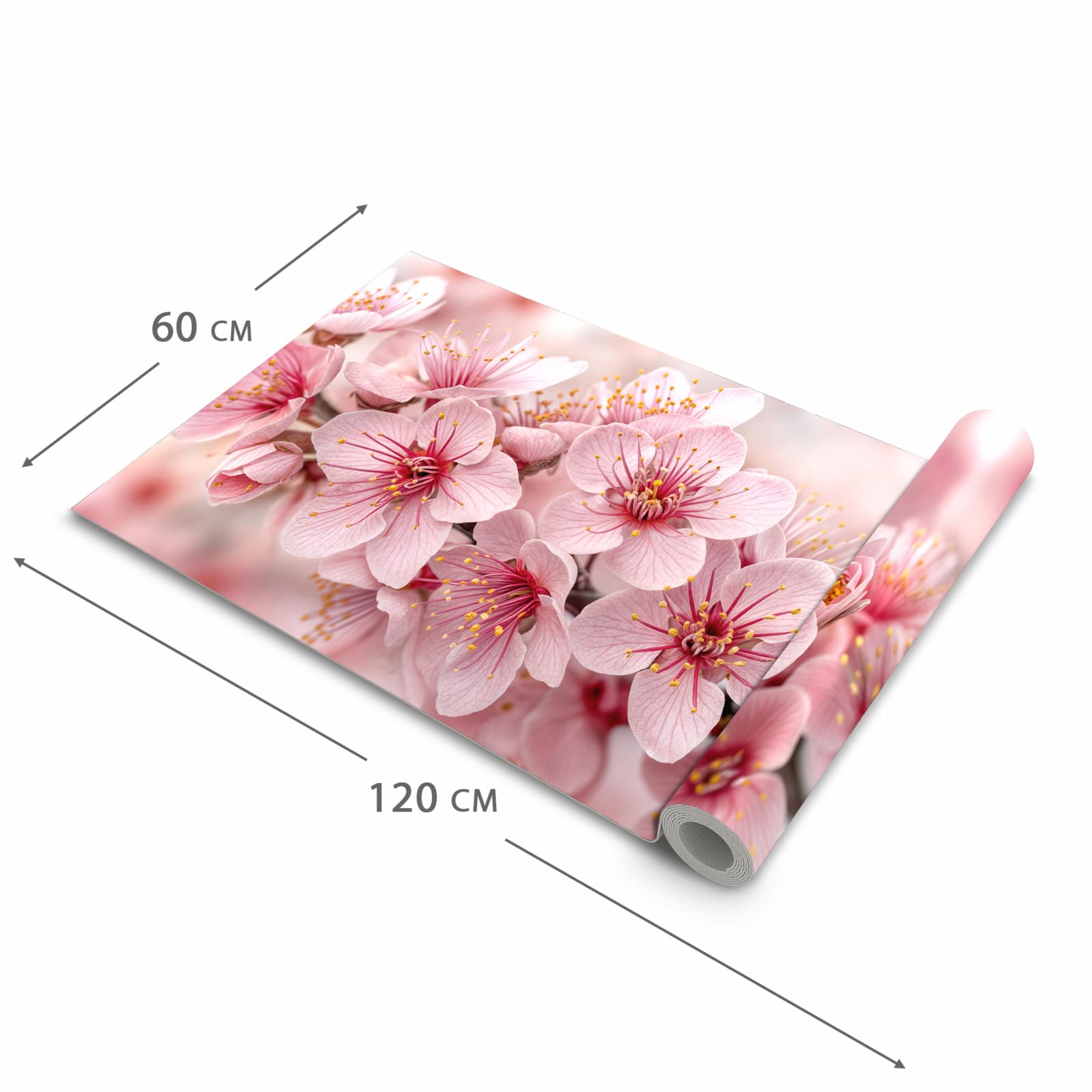 Flacher Küchenläufer mit Motiv Kirschblütenzweig in der Grösse 60x270 cm