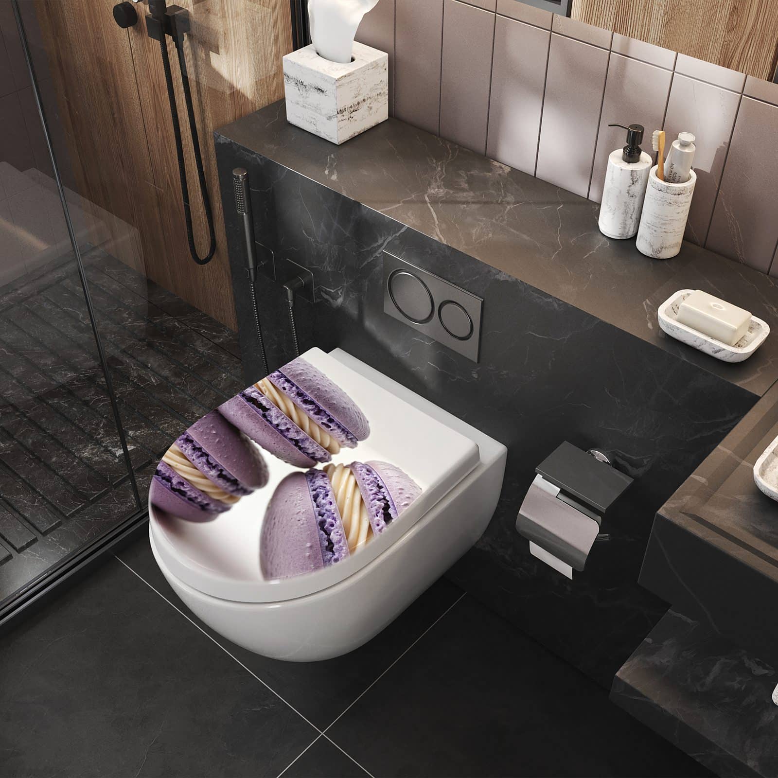 WC-Sitz mit Absenkautomatik Lila Macarons