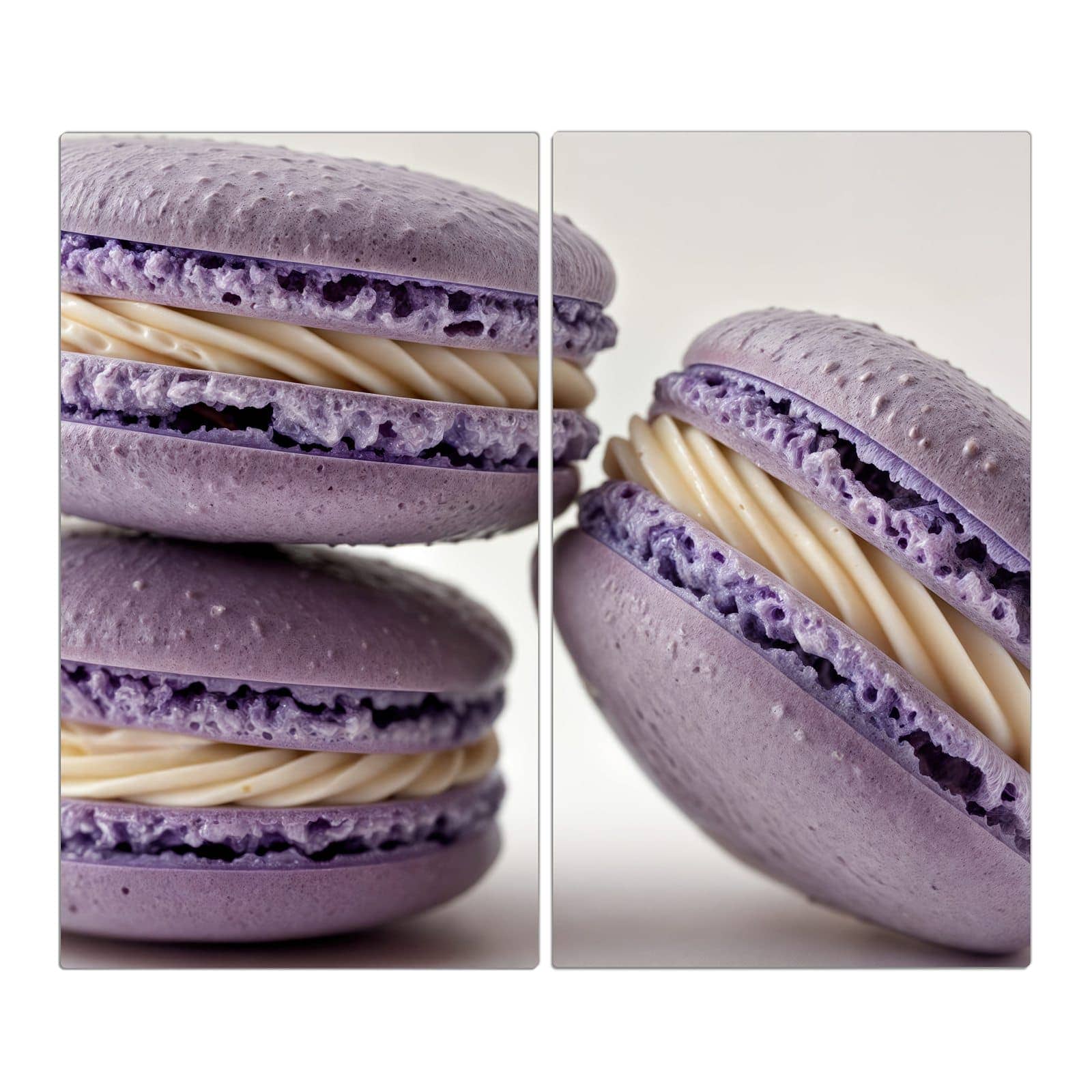 2-teilige Glasabdeckplatte für Ceranfeld mit Lila Macarons-Motiv in der Frontansicht