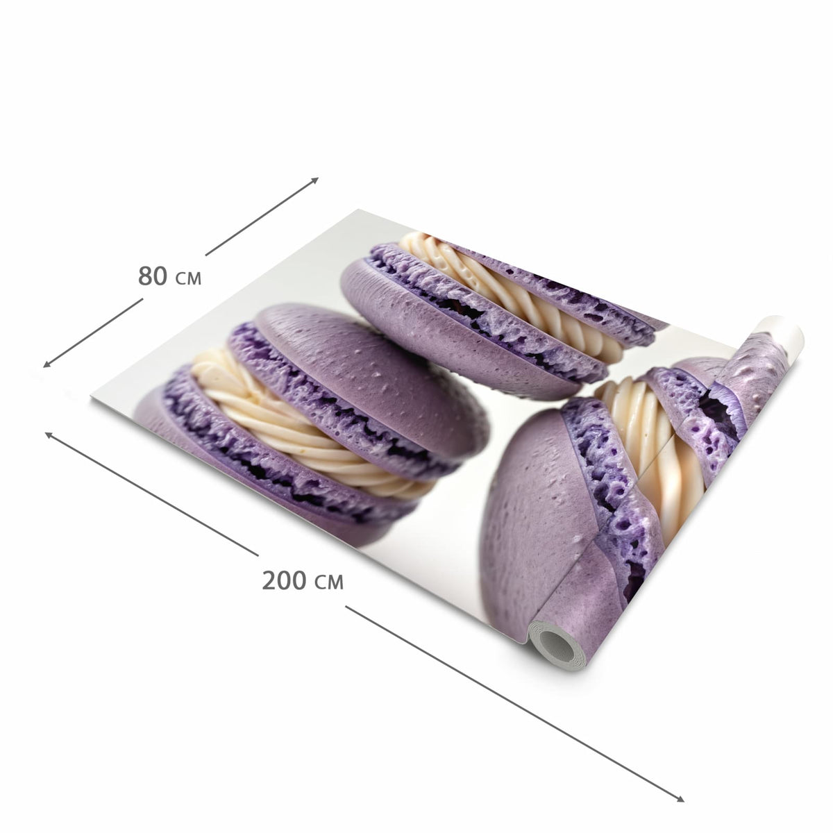 Komfortabler Läufer Küche mit Motiv Lila Macarons in der Grösse 60x270 cm