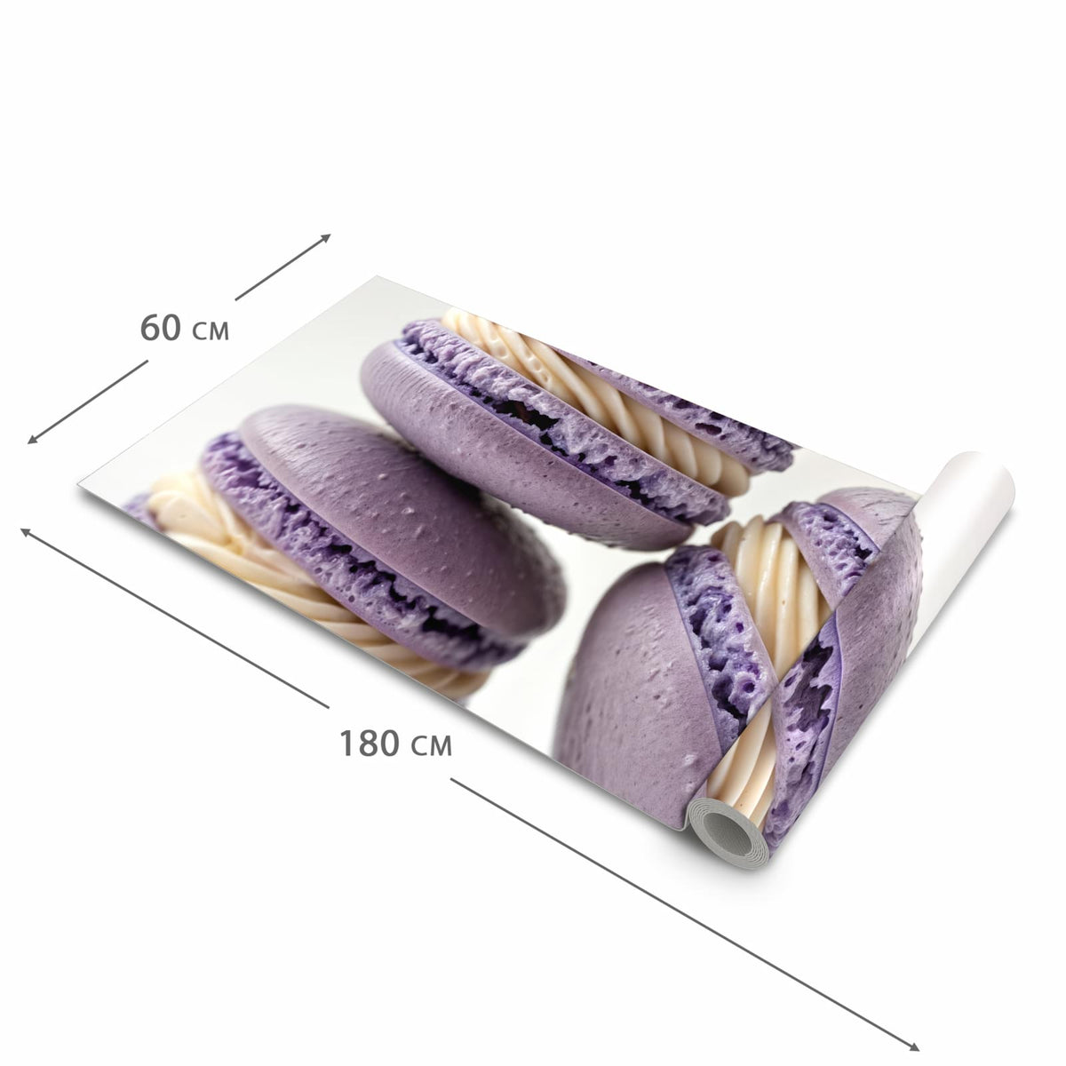 Küchenteppich mit Motiv Lila Macarons in der Grösse 60x270 cm für sichere Aufbewahrung