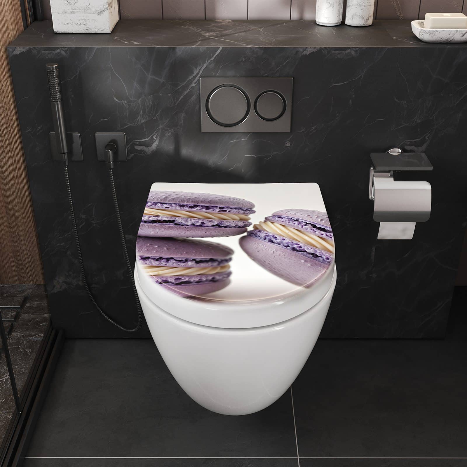 WC-Sitz mit Absenkautomatik Lila Macarons