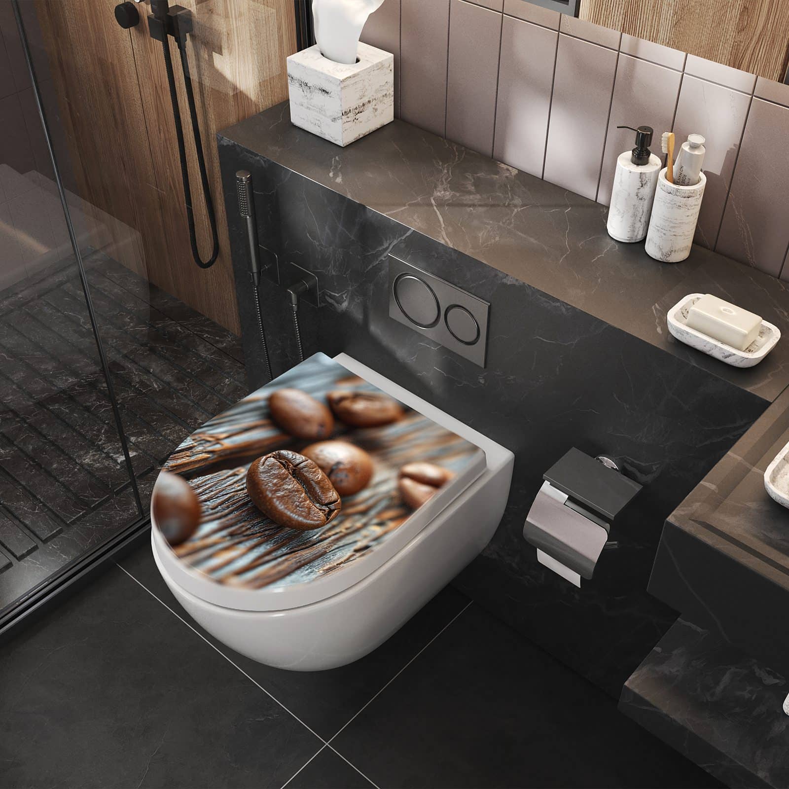 WC-Sitz mit Absenkautomatik Sanfte Kaffeebohnen
