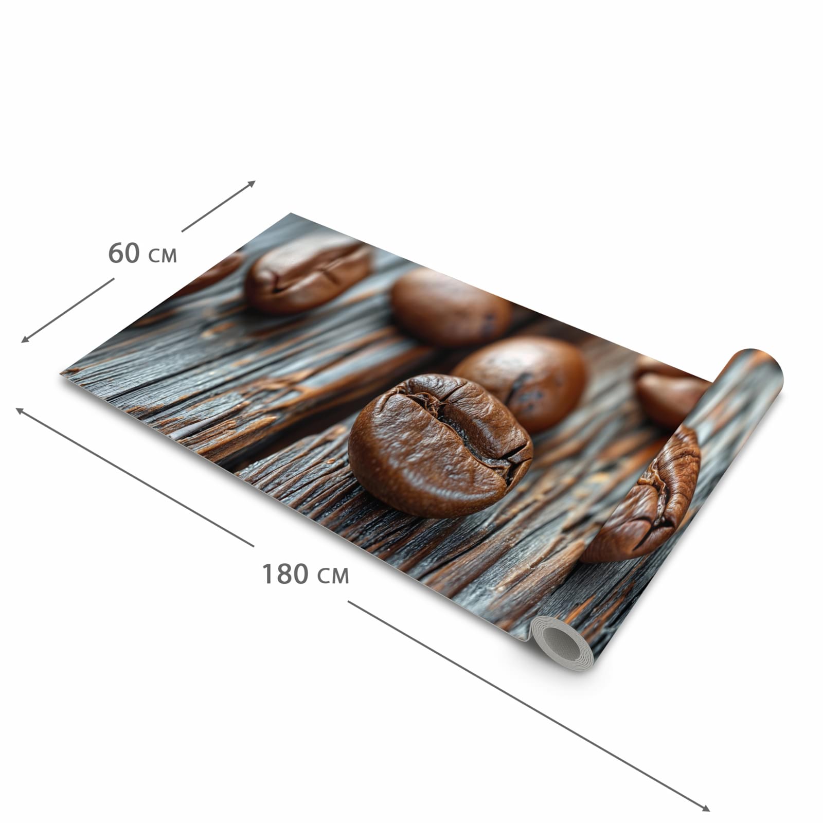 Rutschfester Küchenläufer mit Motiv Sanfte Kaffeebohnen in der Grösse 60x240 cm