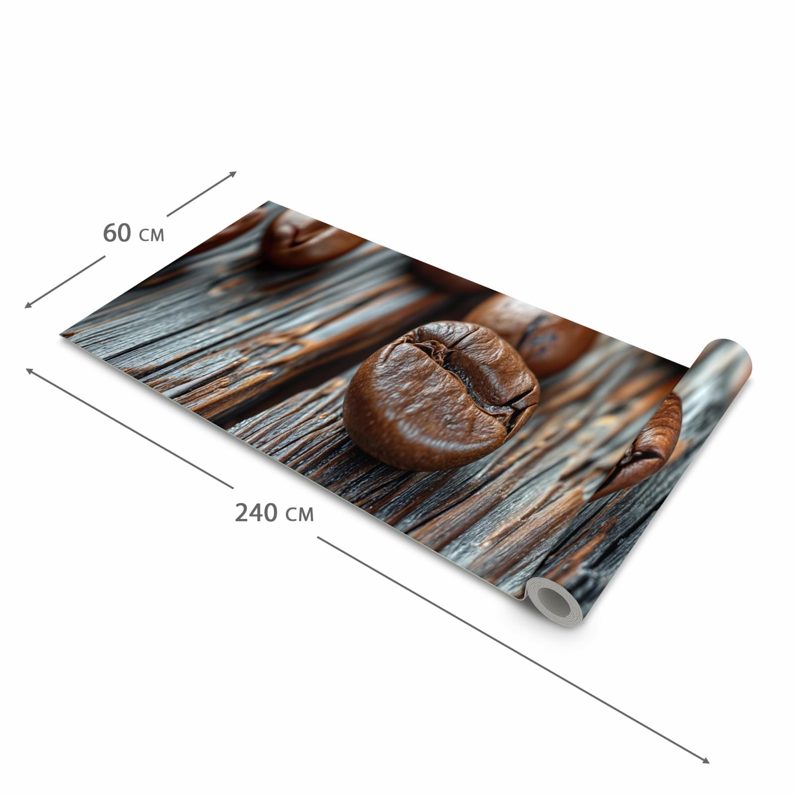 Küchenläufer mit angenehmer Haptik und Motiv Sanfte Kaffeebohnen in der Grösse 60x270 cm