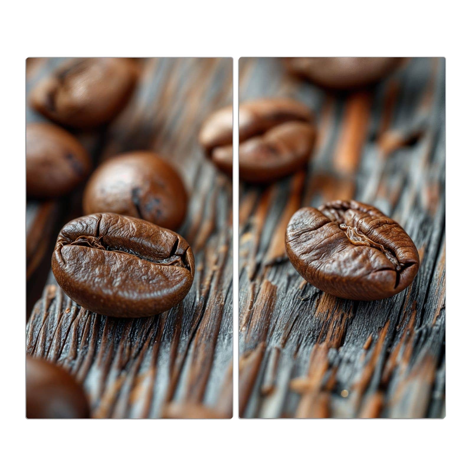2-teilige Abdeckplatten für den Herd mit Sanfte Kaffeebohnen-Motiv in der Frontansicht