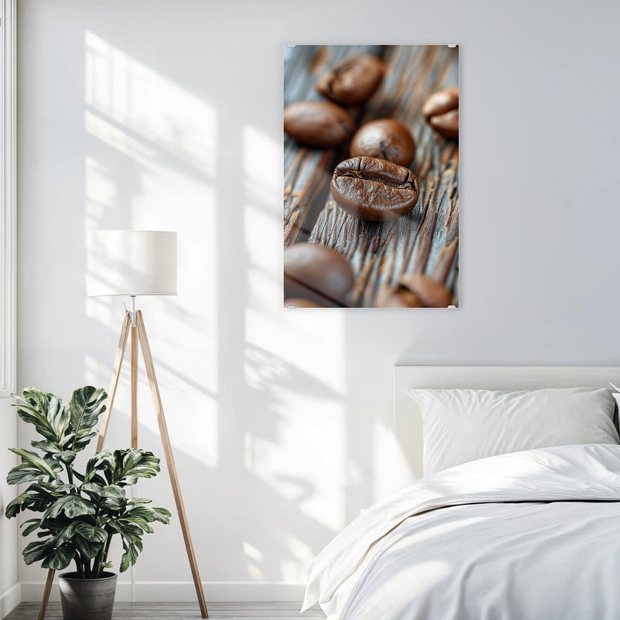 Maße Wandbild - Röstbohnen auf Altholz - Hochformat