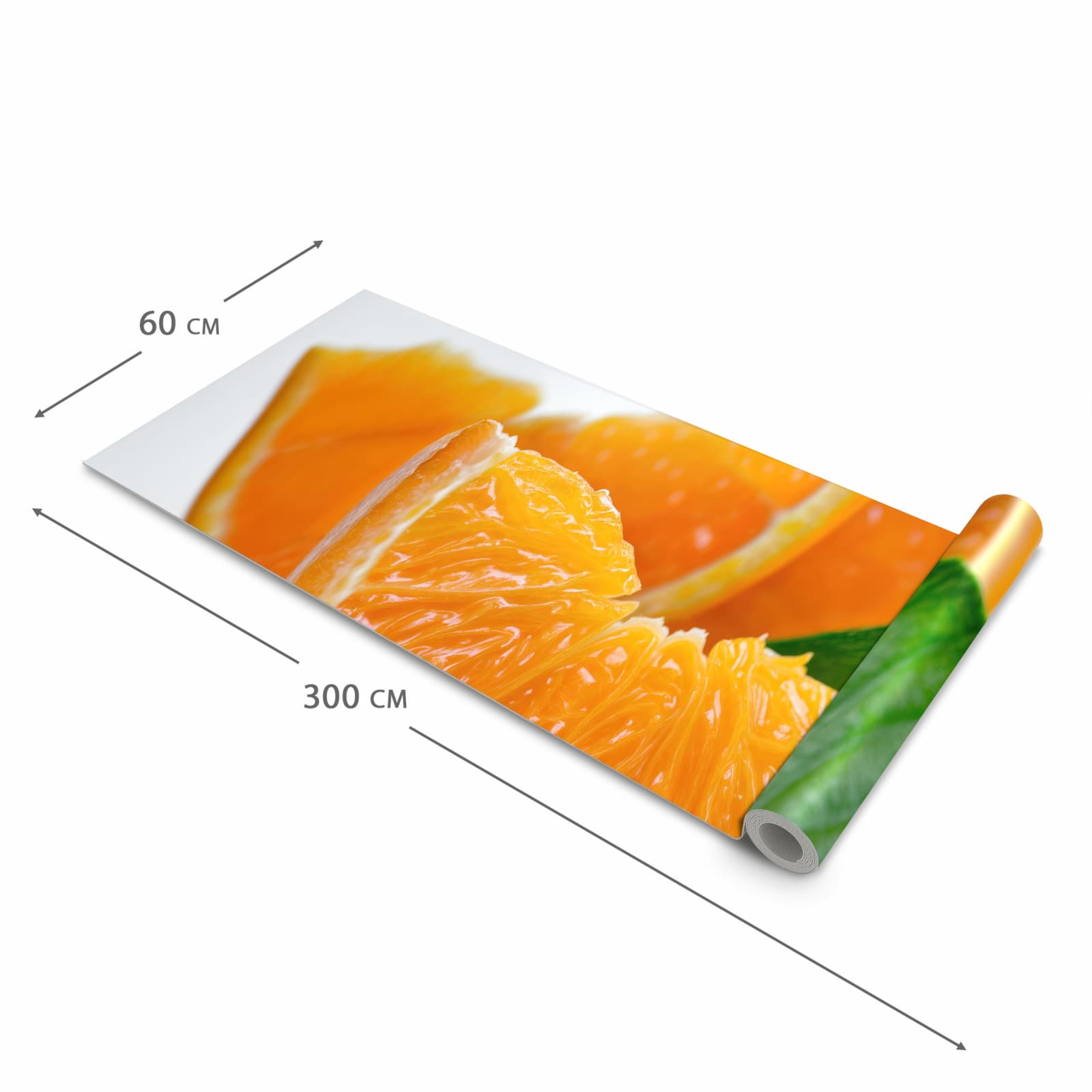 Waschbarer Küchenteppich mit Motiv Orangenscheiben in der Grösse 60x240 cm für Trittkomfort